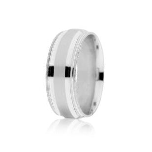 8mm Satin Center Wedding Band