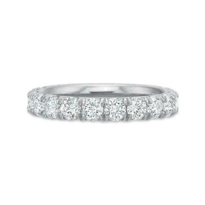 Precision Set Platinum Comfort Fit Prong Set Half Eternity Diamond Band