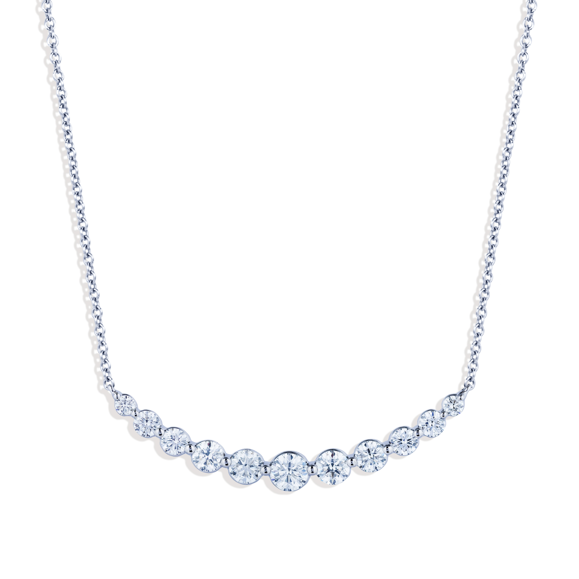 White Gold Curved Diamond Necklace