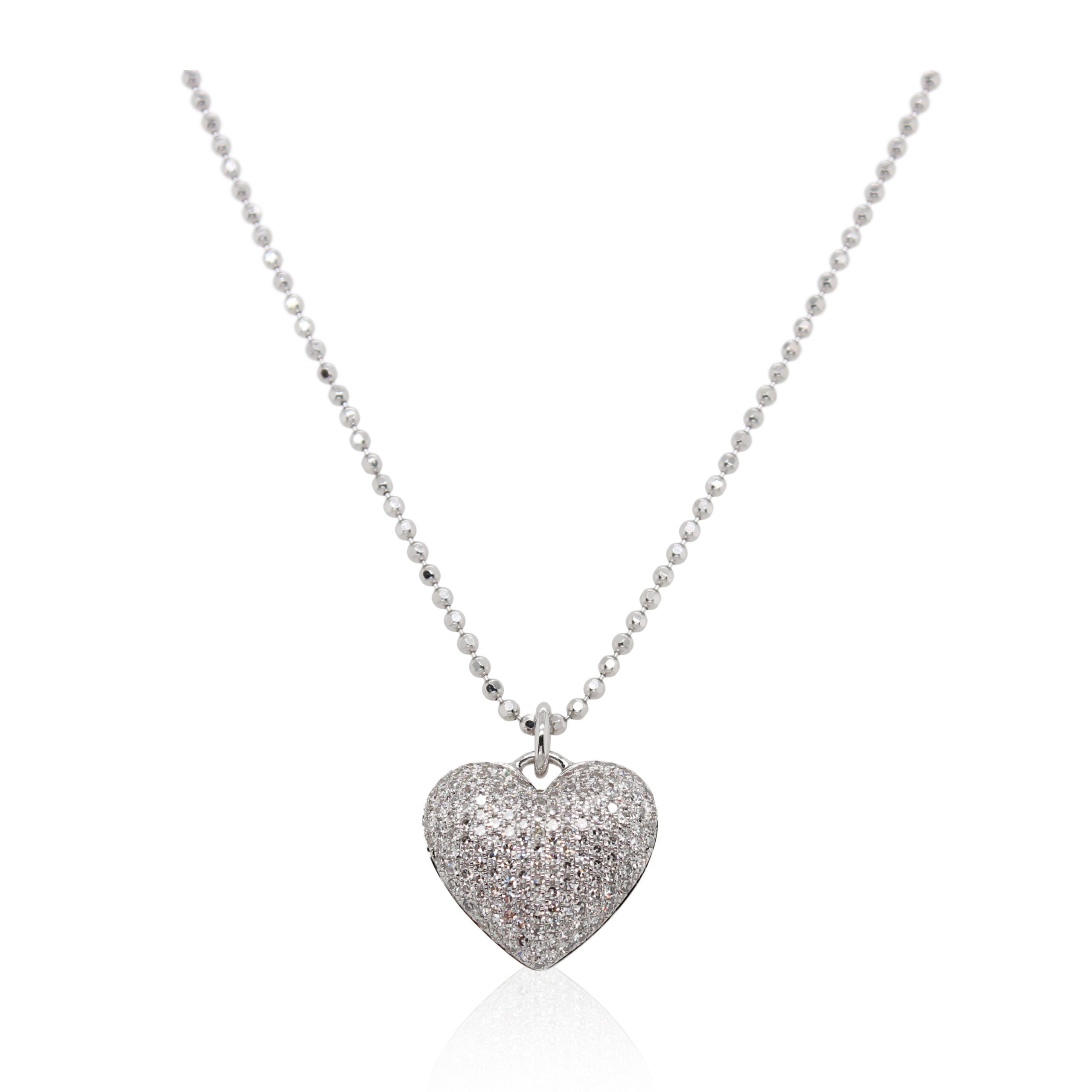 Pavé Diamond Puffed Heart Pendant