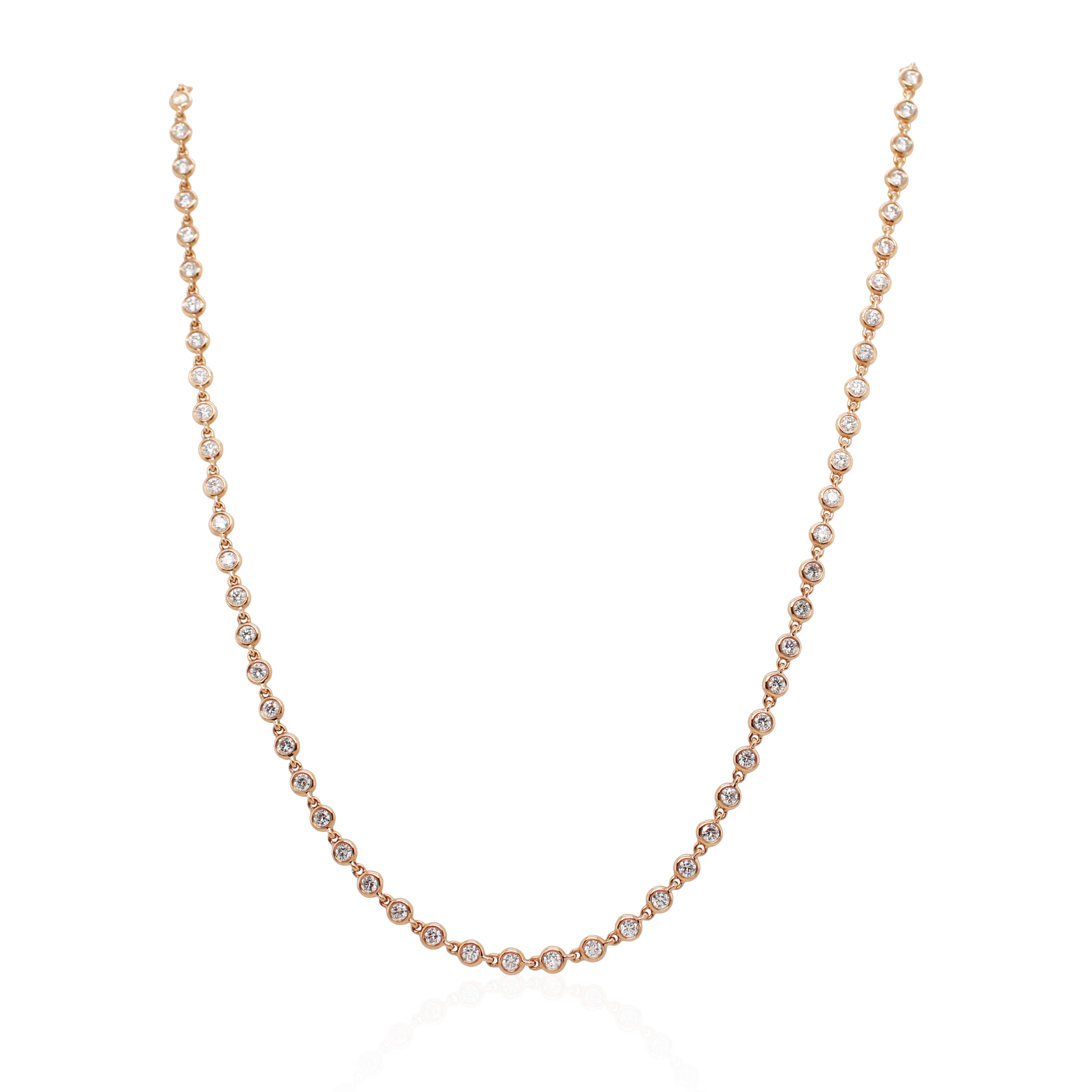Rose Gold Bezel Set Diamond Necklace