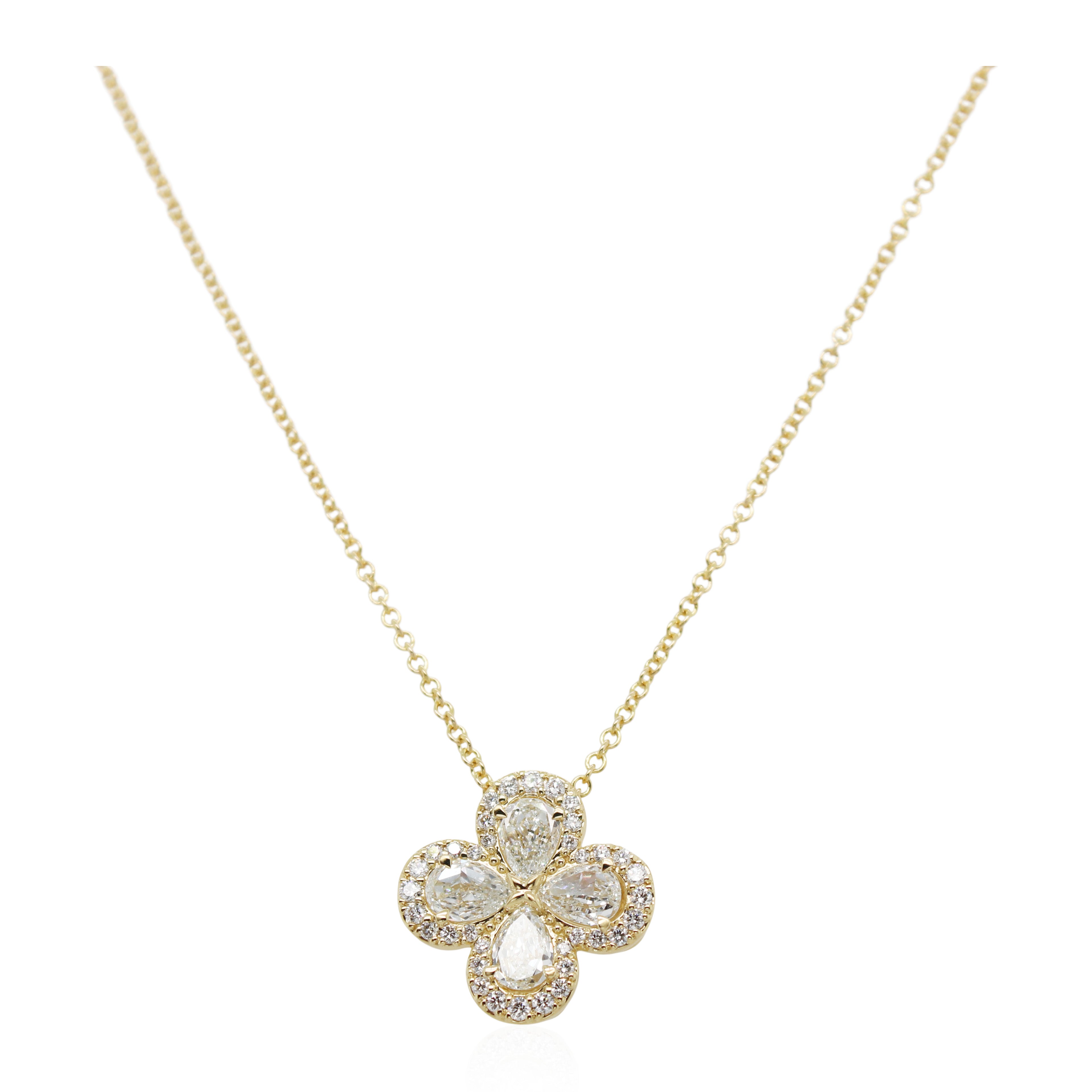 Christopher Designs Pear Shaped Diamond Clover Pendant