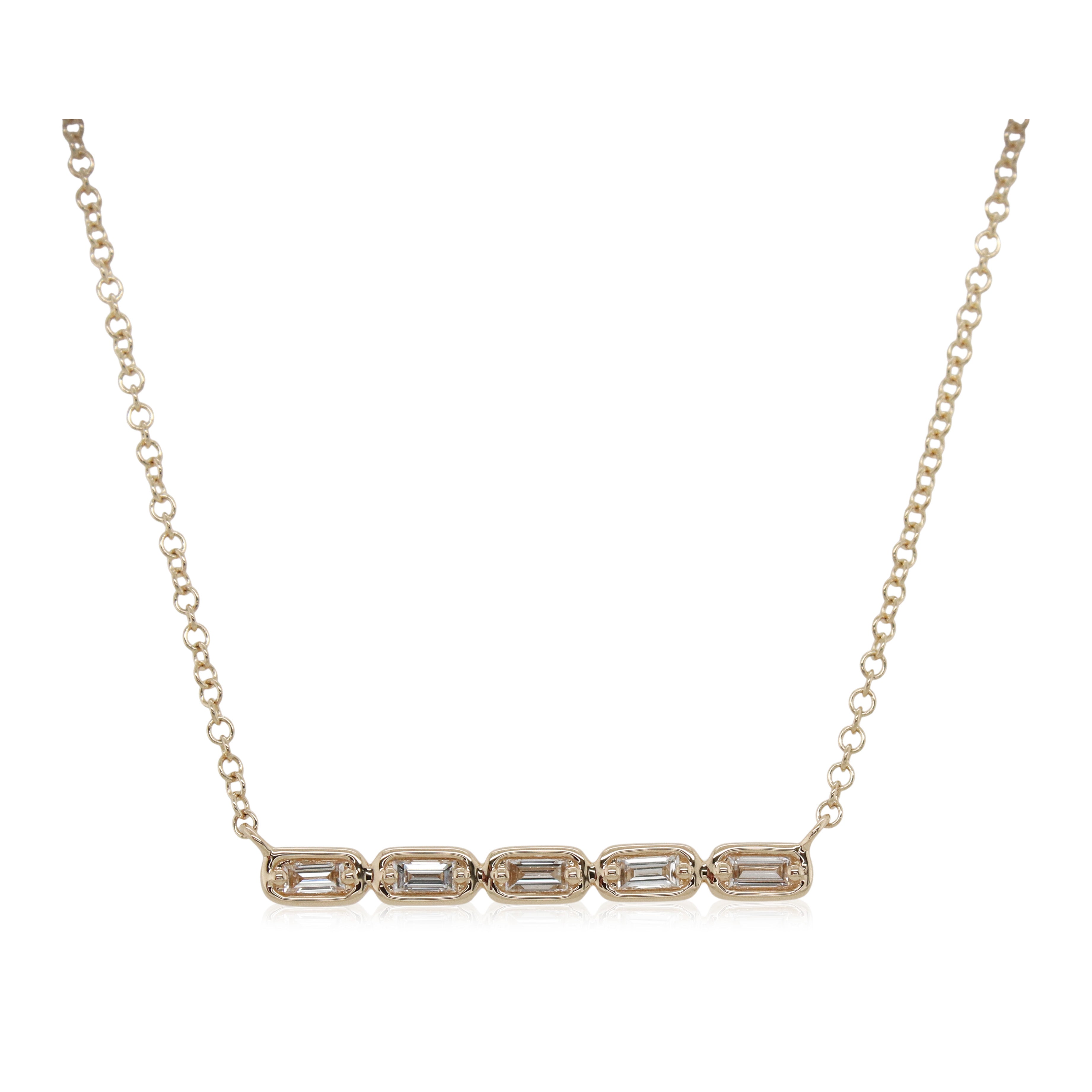 Baguette Bezel Set Diamond Bar Necklace