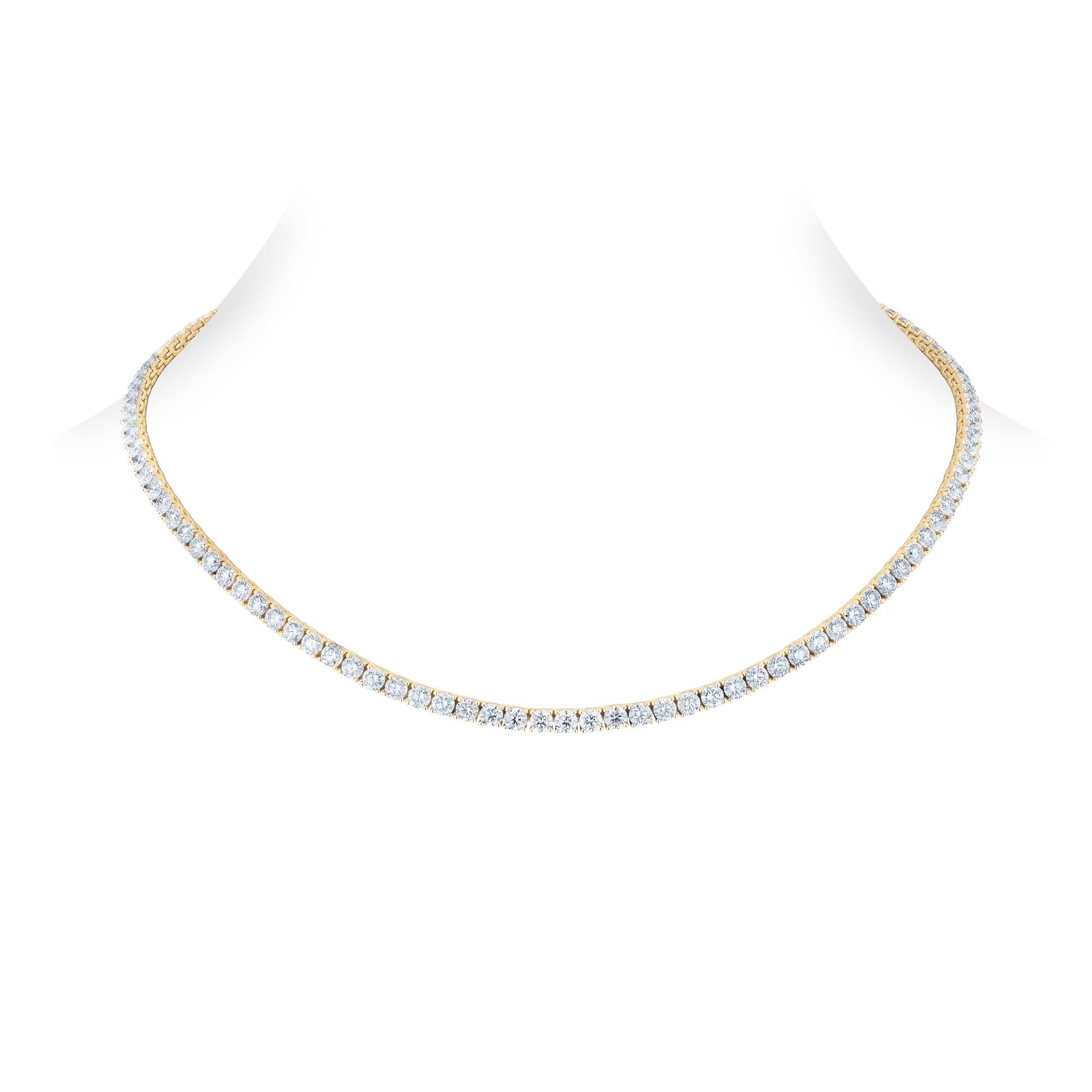 Yellow Gold 17" Diamond Tennis Necklace
