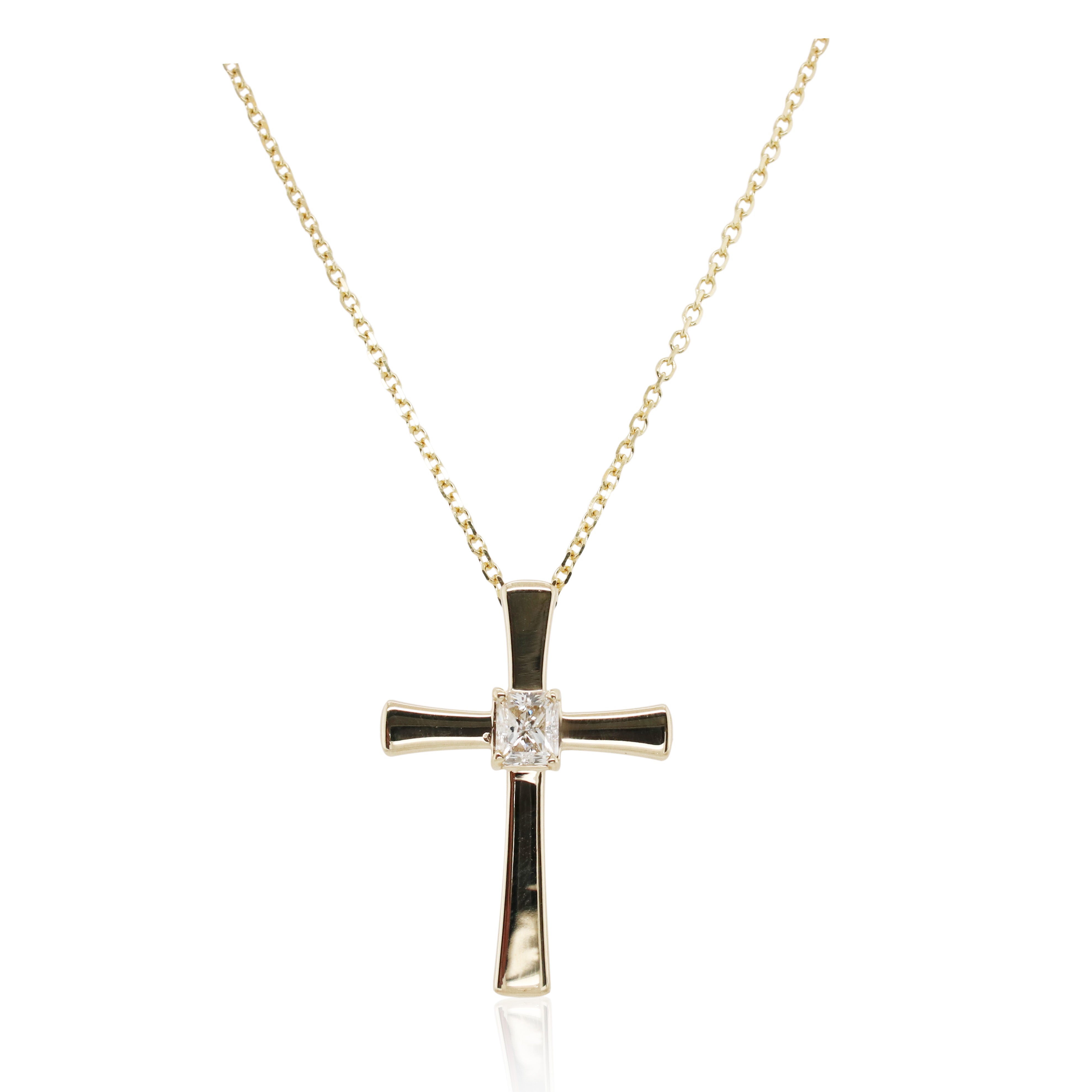 0.93ct Radiant Cut Diamond Cross Pendant