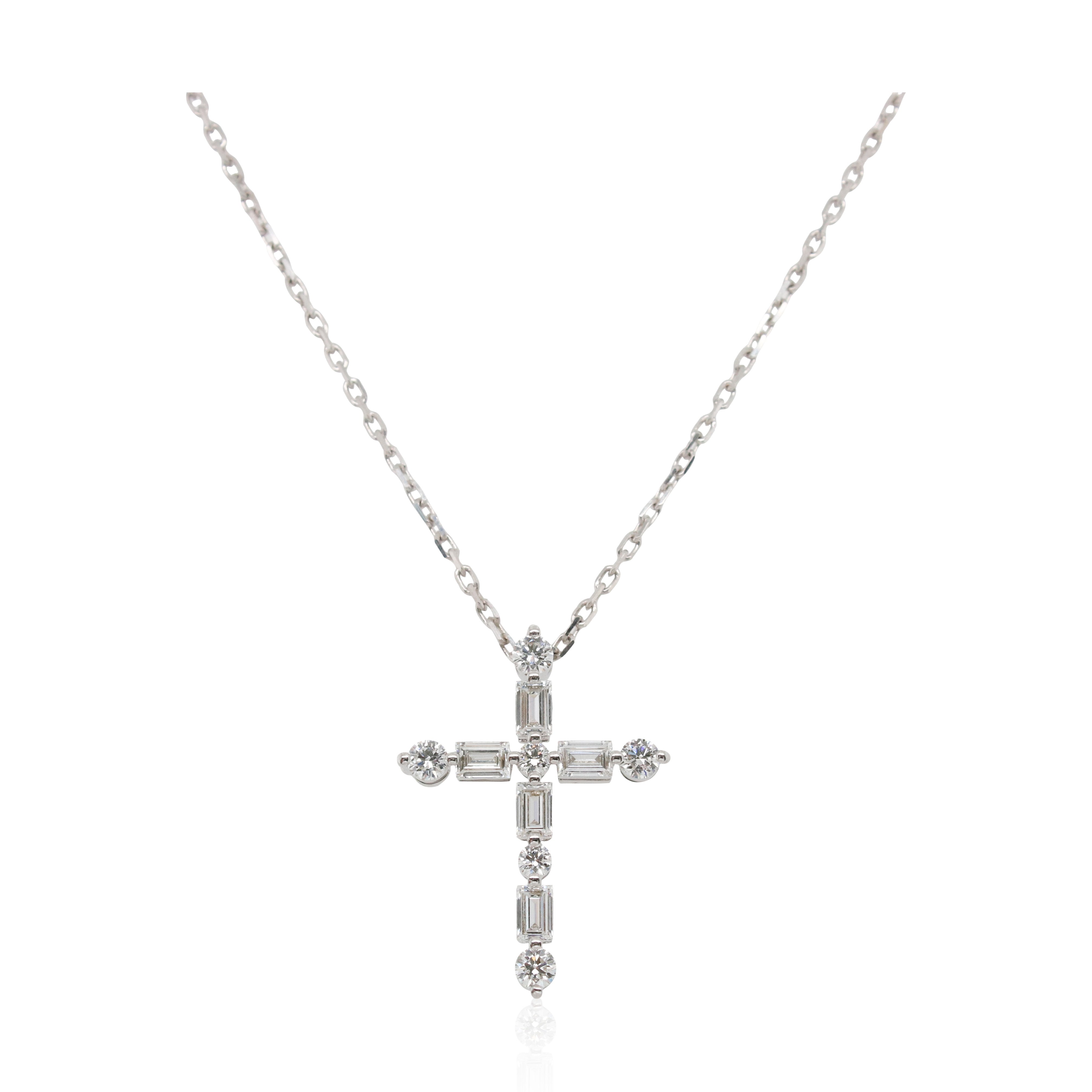 Roberto Coin White Gold Diamond Cross Necklace