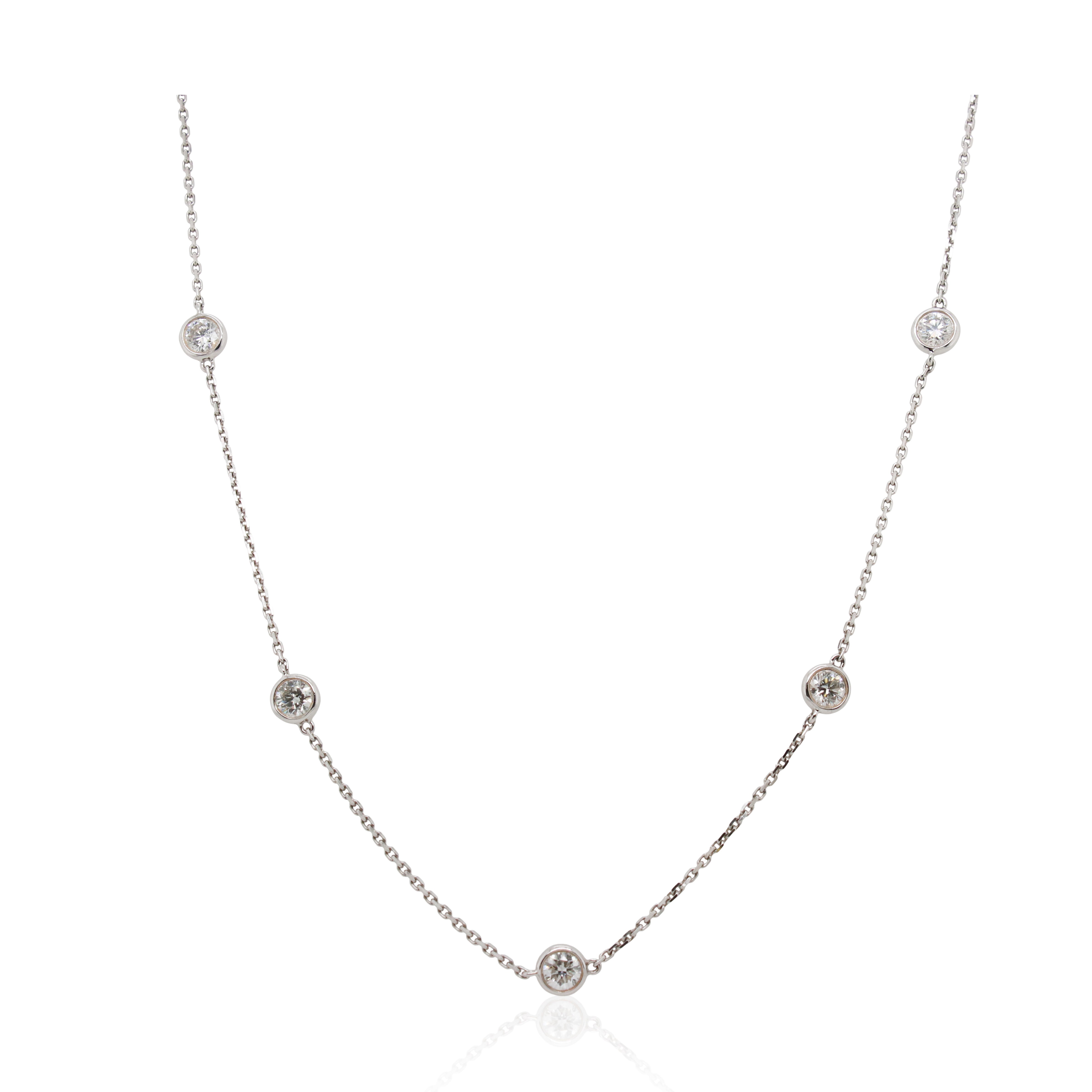 1.76ct Total Weight Diamond Station Necklace