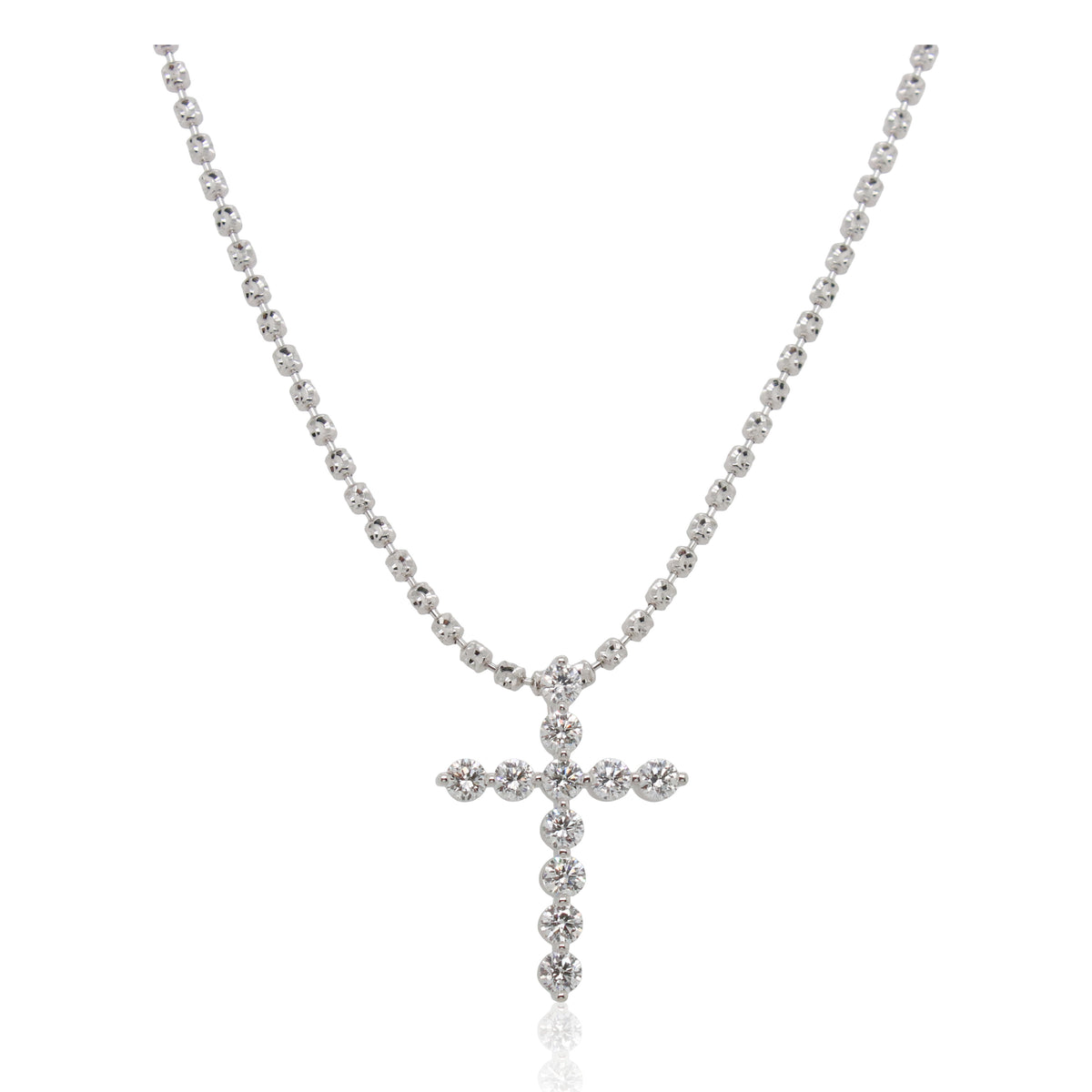 0.66ct Total Weight Diamond Cross Pendant with Chain