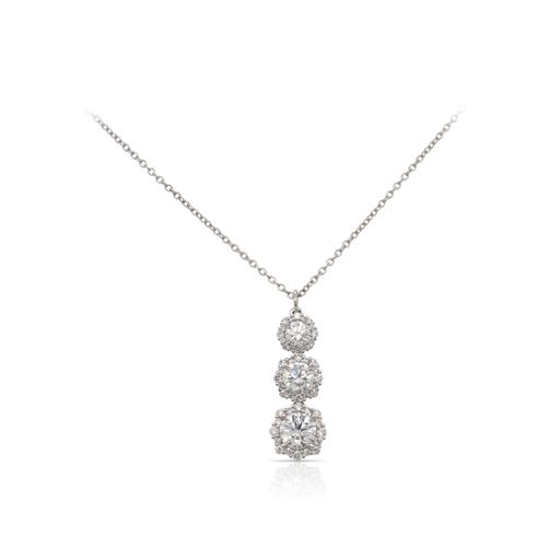3 Diamond Halo Necklace