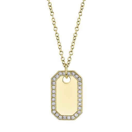 Pave Diamond Dog Tag Necklace
