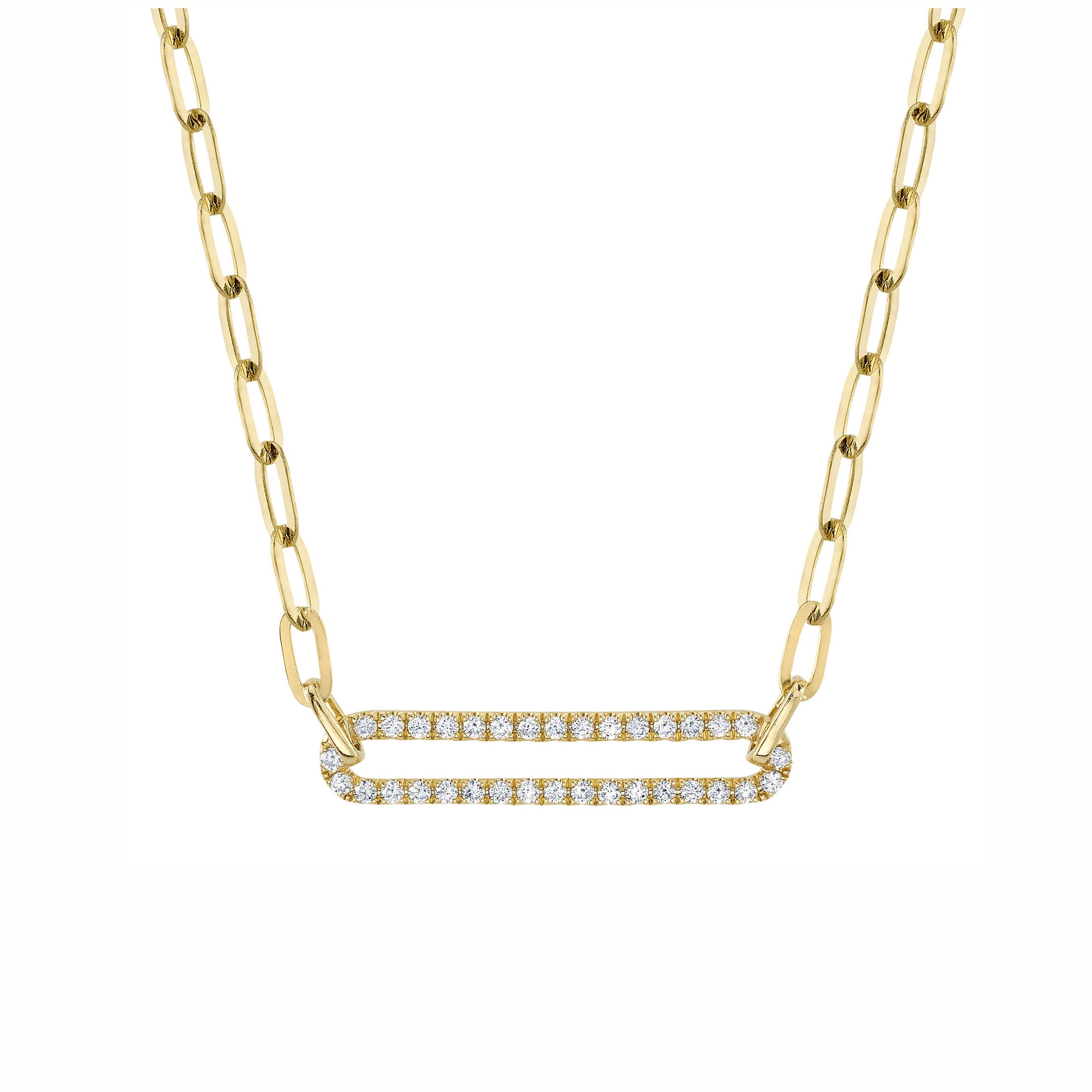 Diamond Paper Clip Chain Necklace