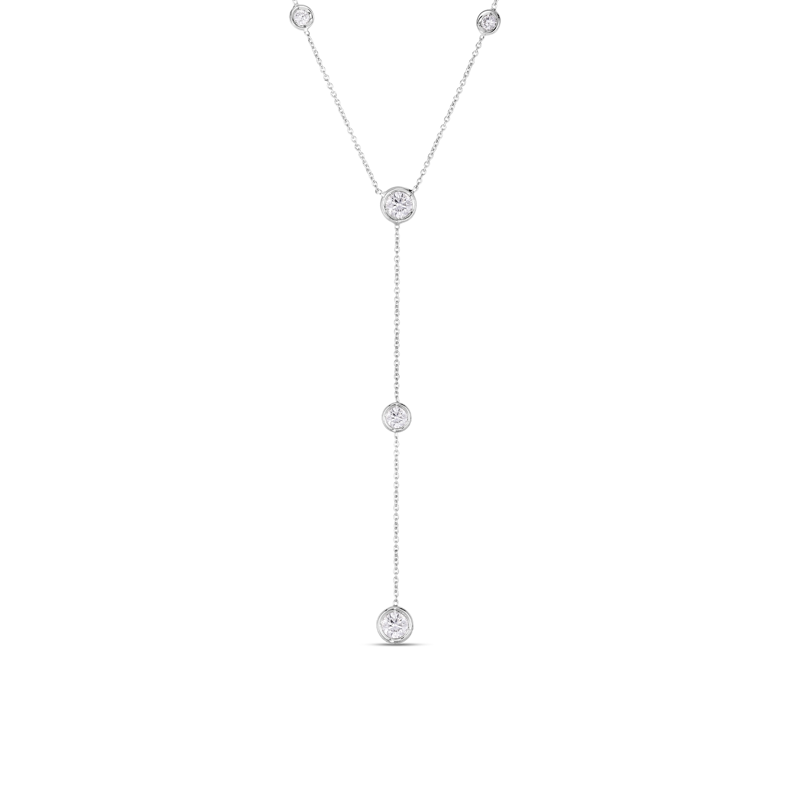 Roberto Coin Diamond Bezel Set Station "Y" Necklace