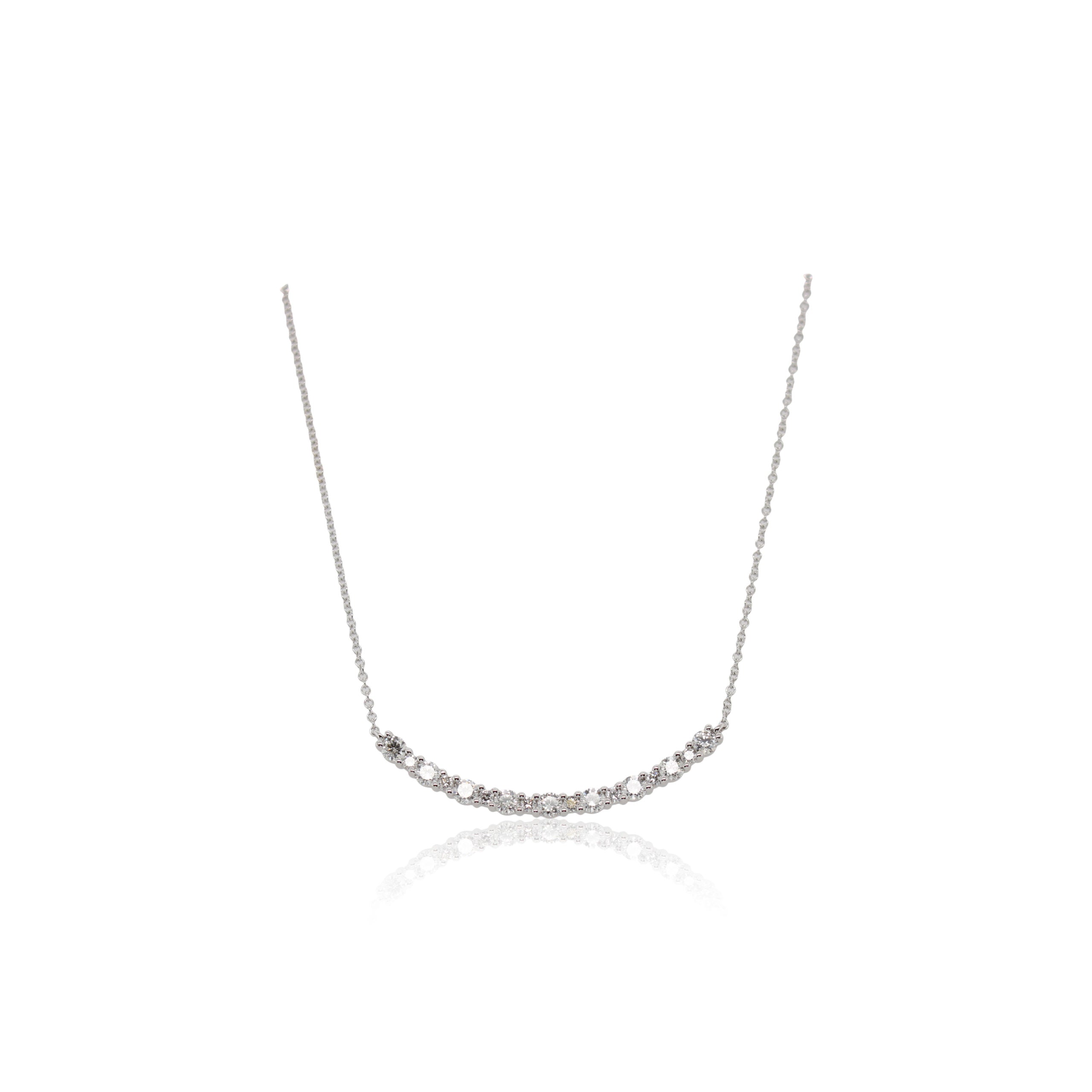 White Gold Diamond Curve Bar Necklace