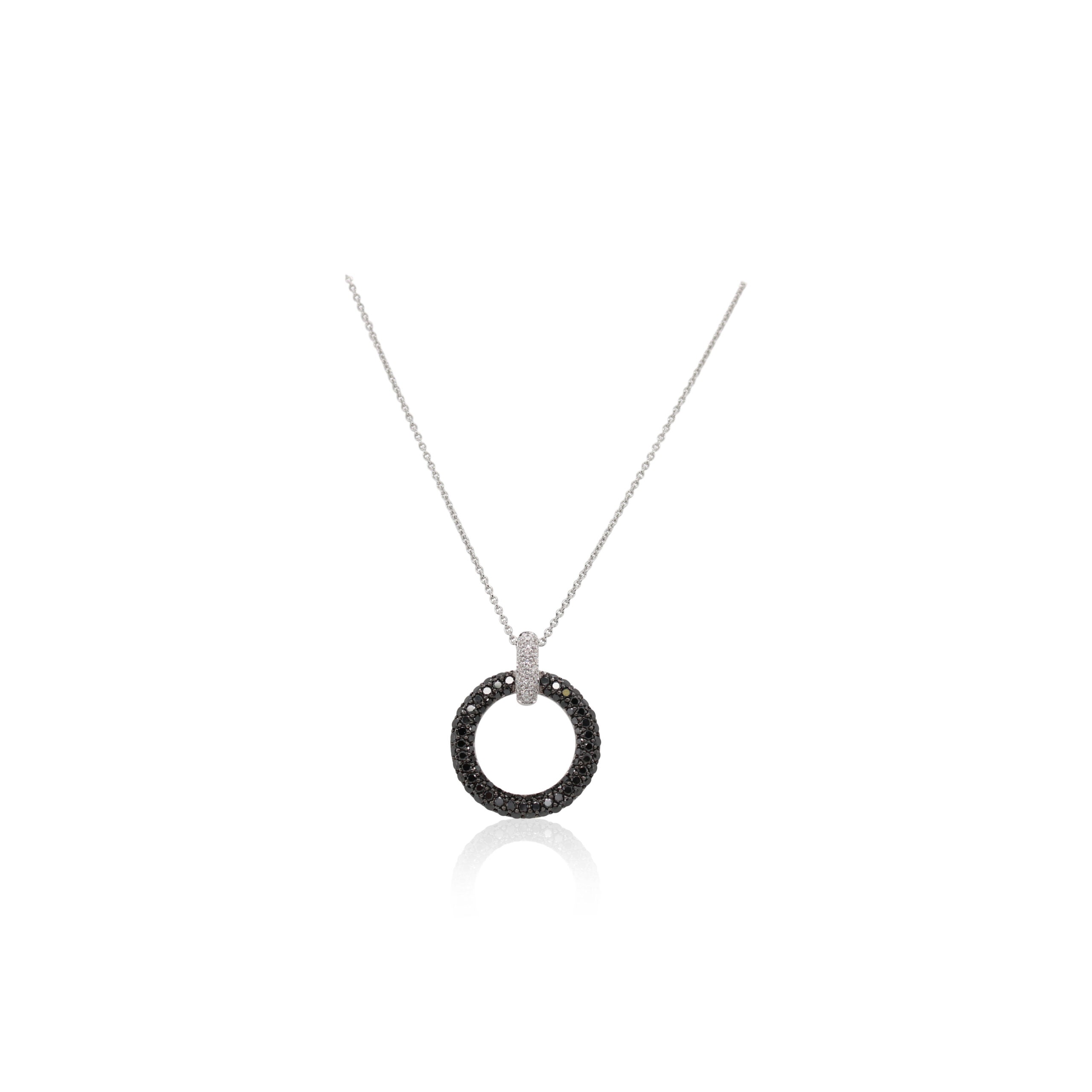 Black Diamond and Diamond Circle Pendant