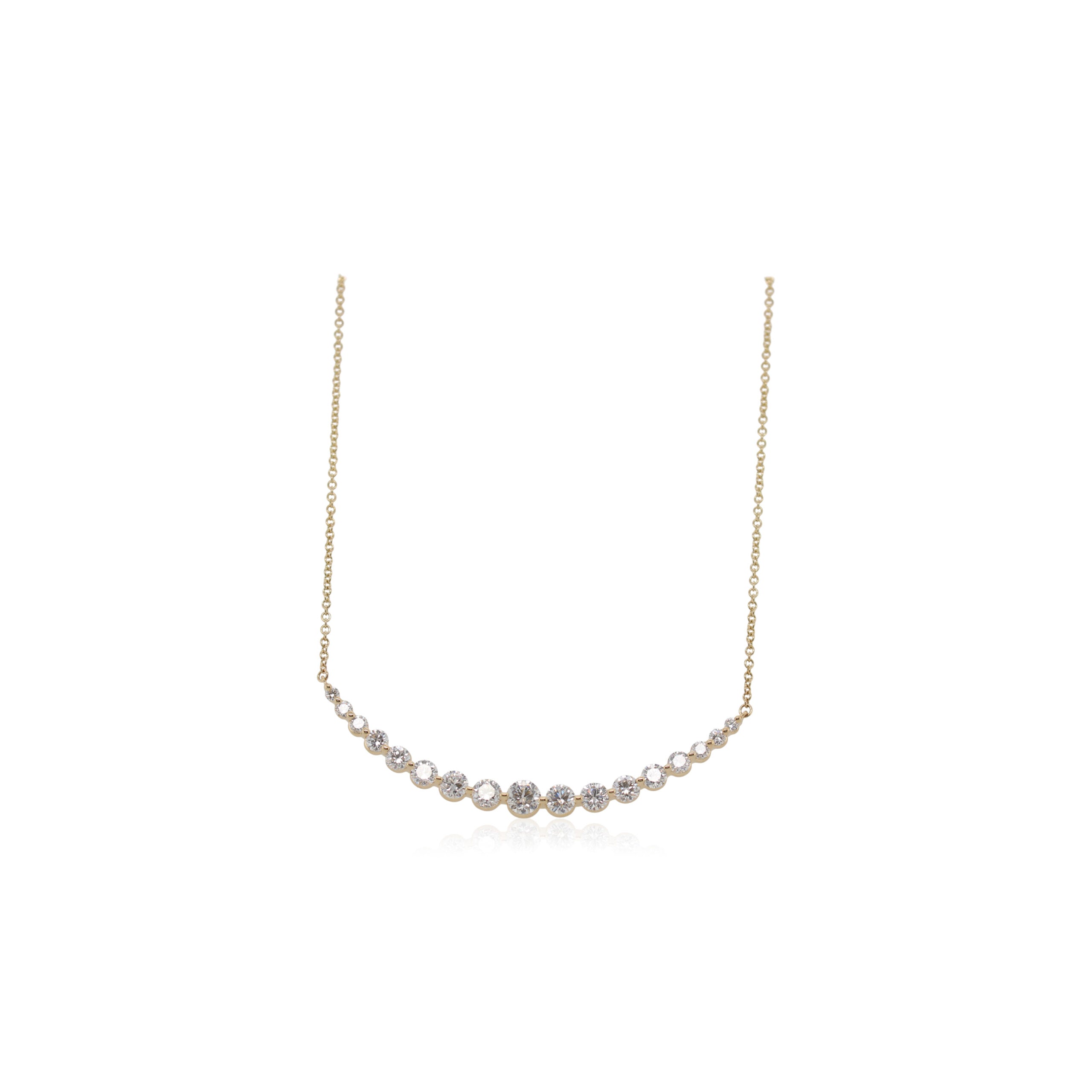 Diamond Gradient Curve Bar Necklace