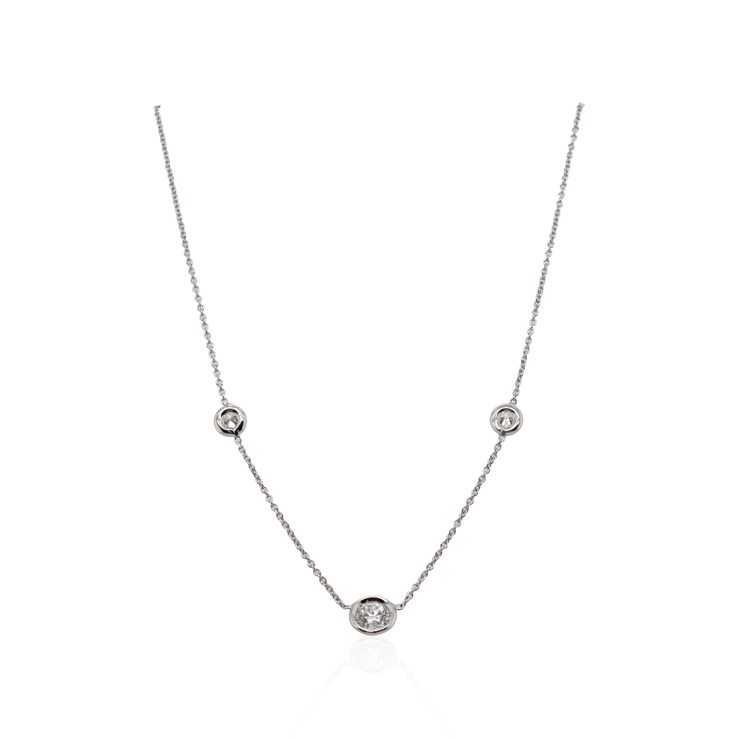 Roberto Coin White Gold Diamond Station Necklace