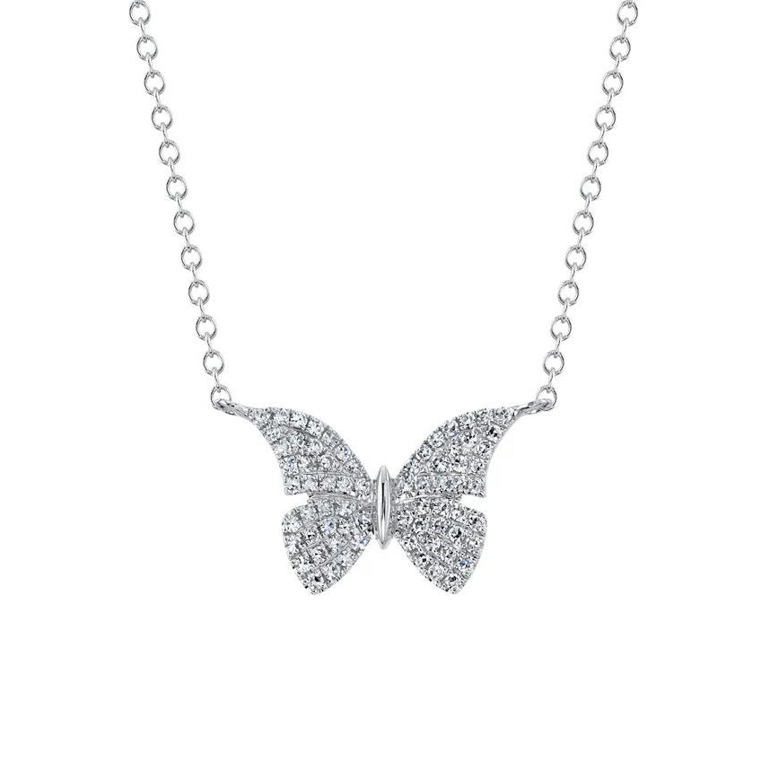 White Gold Diamond Butterfly Necklace