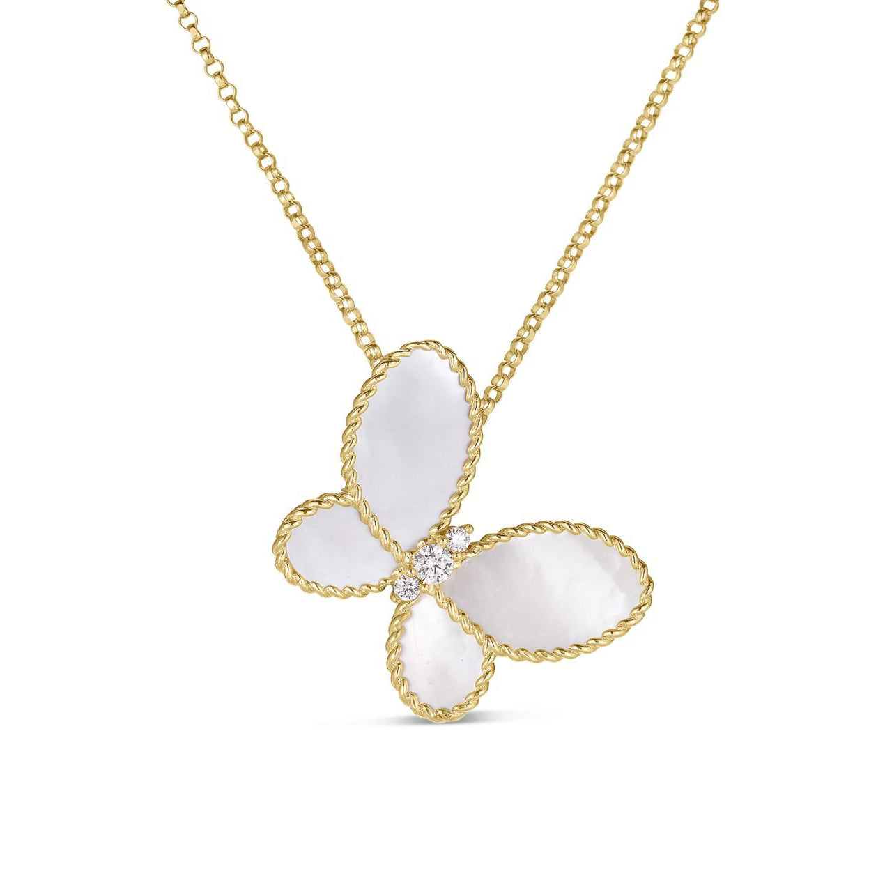 Roberto Coin Jasmine Mother of Pearl and Diamond Butterfly Necklace