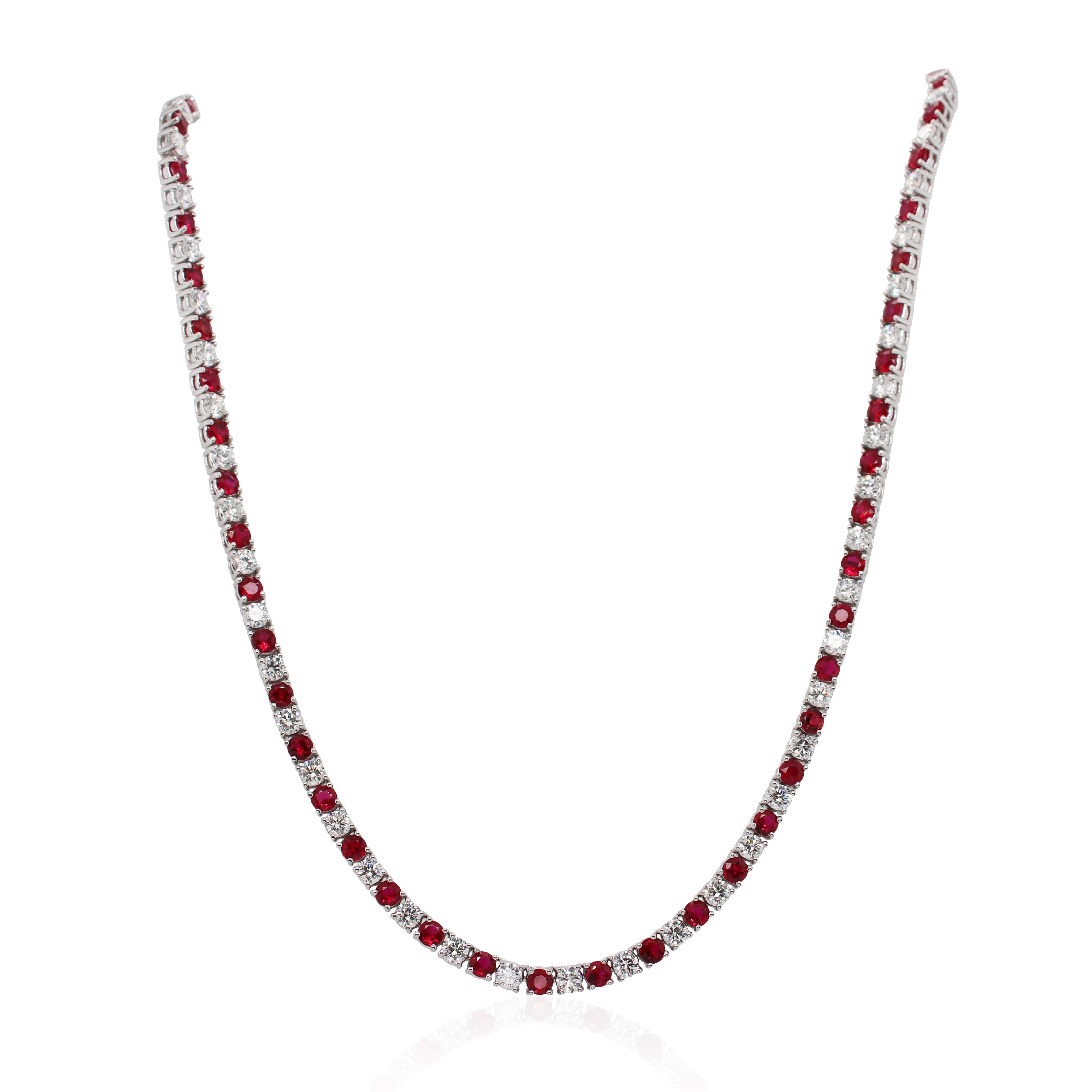 Alternating Ruby and Diamond Necklace