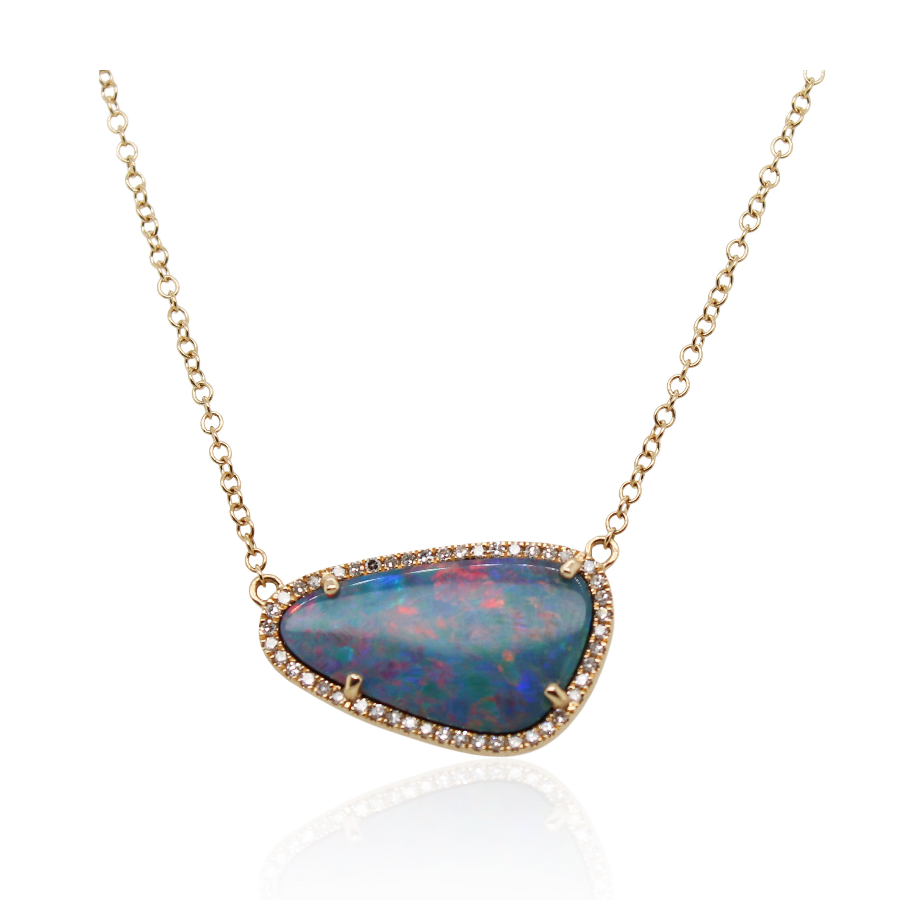 One-of-a-Kind 2.48ct Freeform Opal and Diamond Pendant