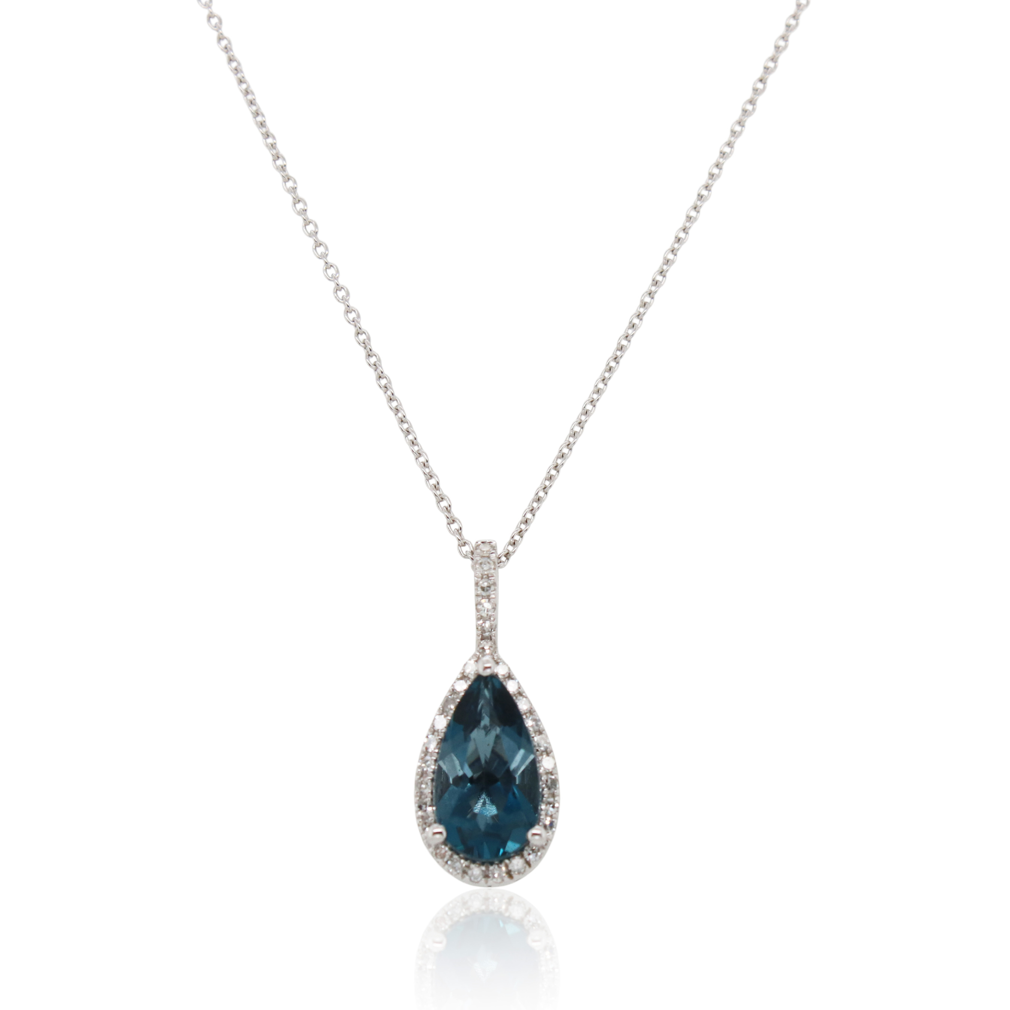 1.25ct London Blue Topaz and Diamond Pendant