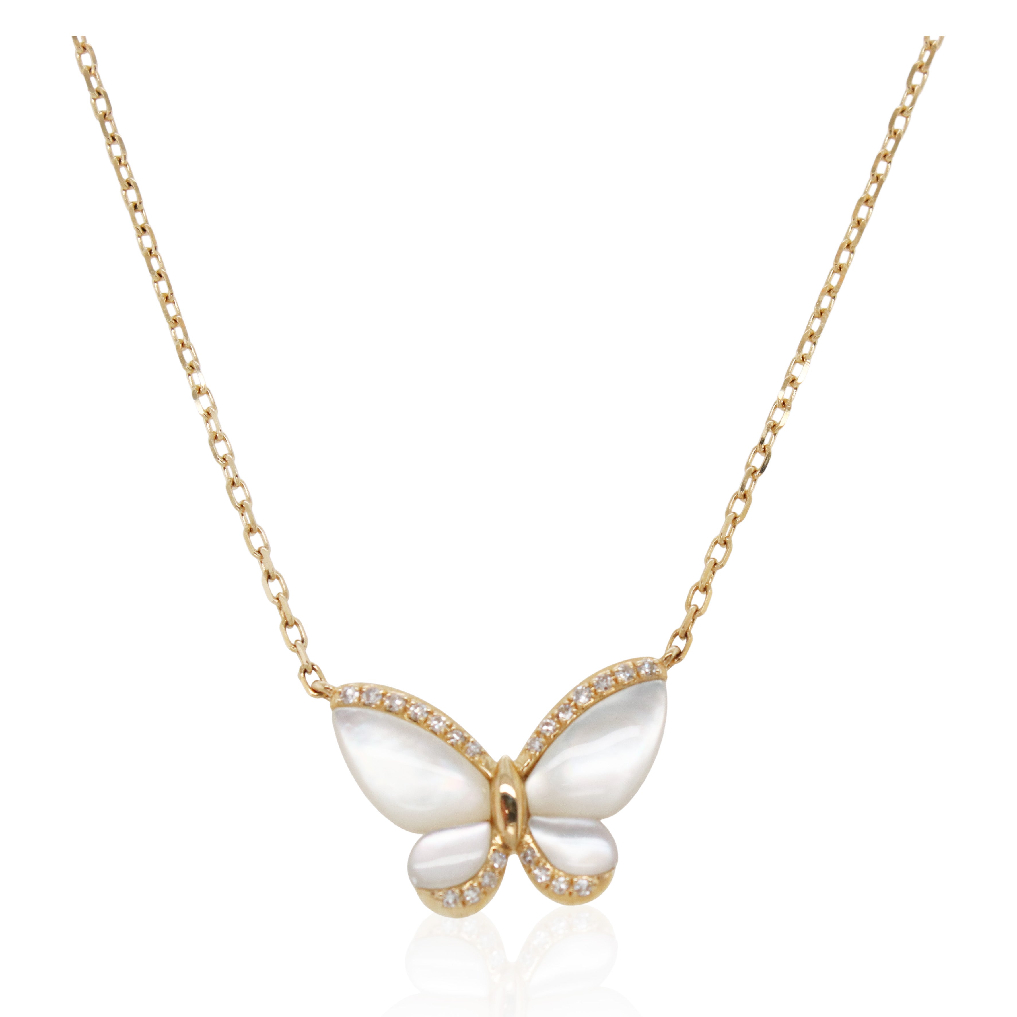 Mother of Pearl and Diamond Butterfly Pendant