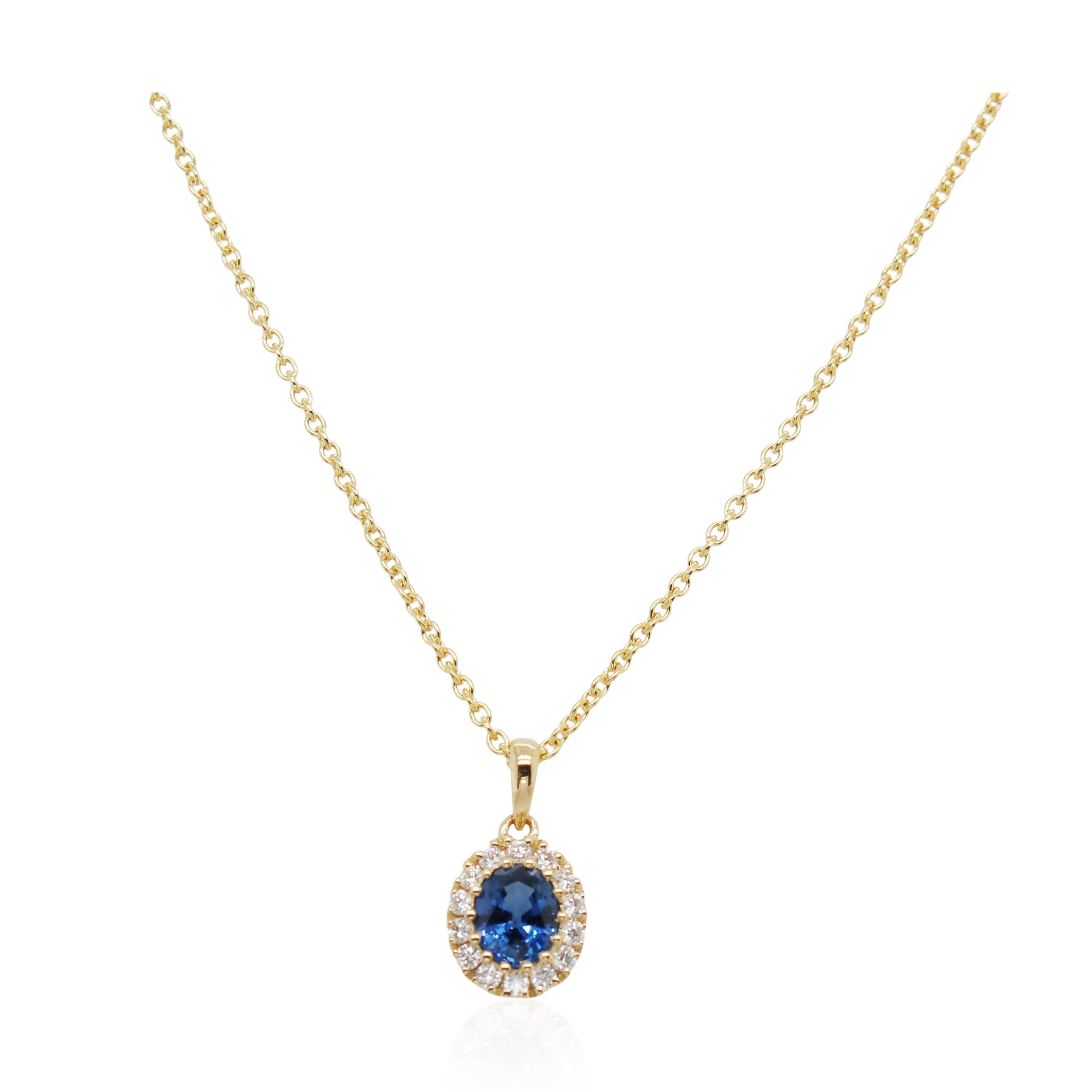Sapphire and Diamond Halo Pendant