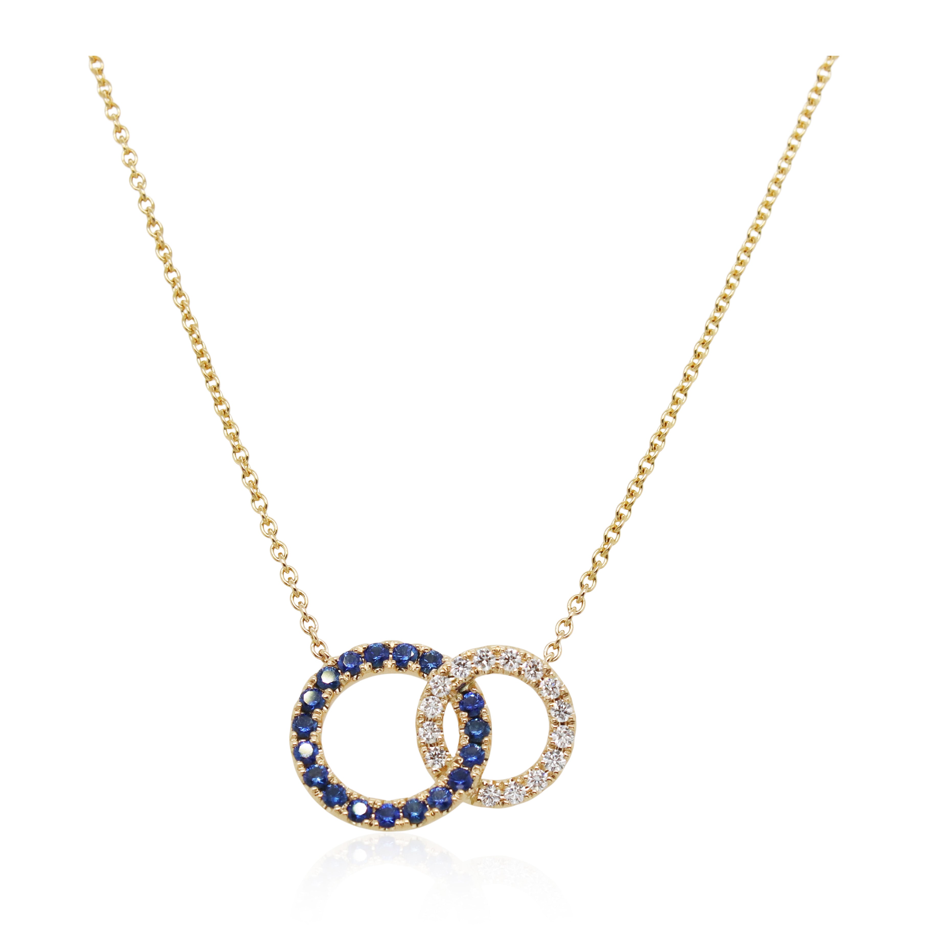 Sapphire and Diamond Double Circle Pendant