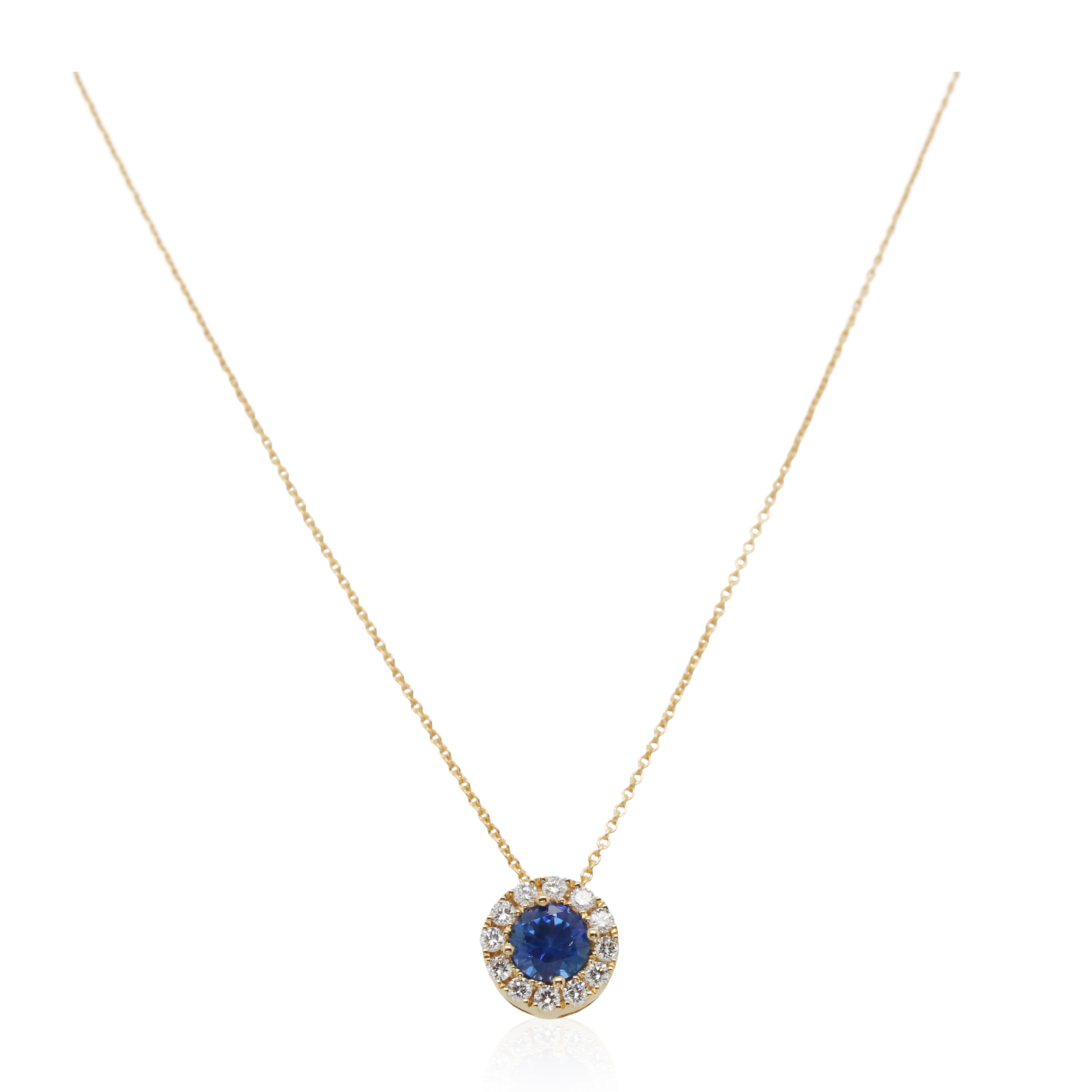 0.30ct Sapphire and Halo Diamond Pendant