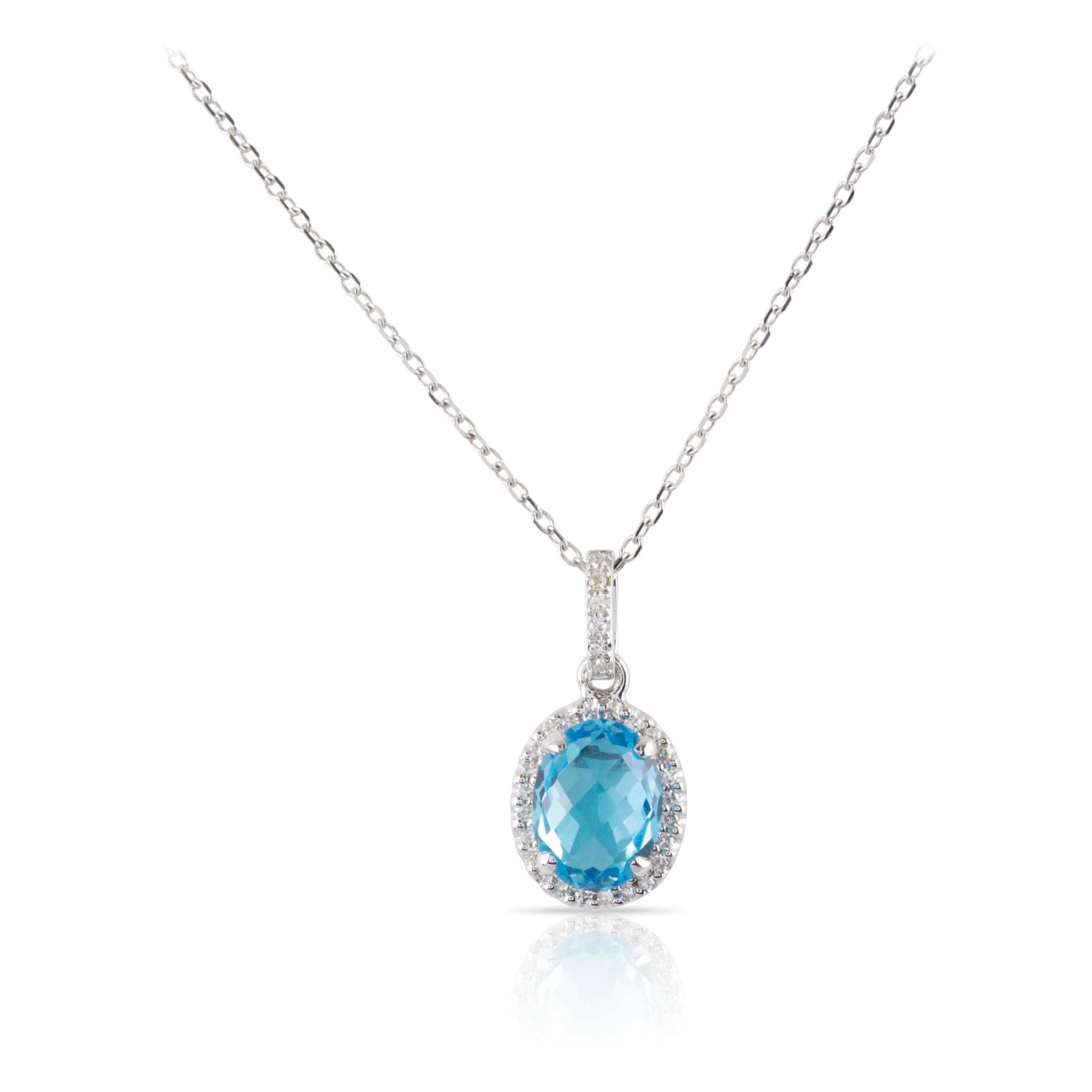 Blue Topaz Halo Pendant