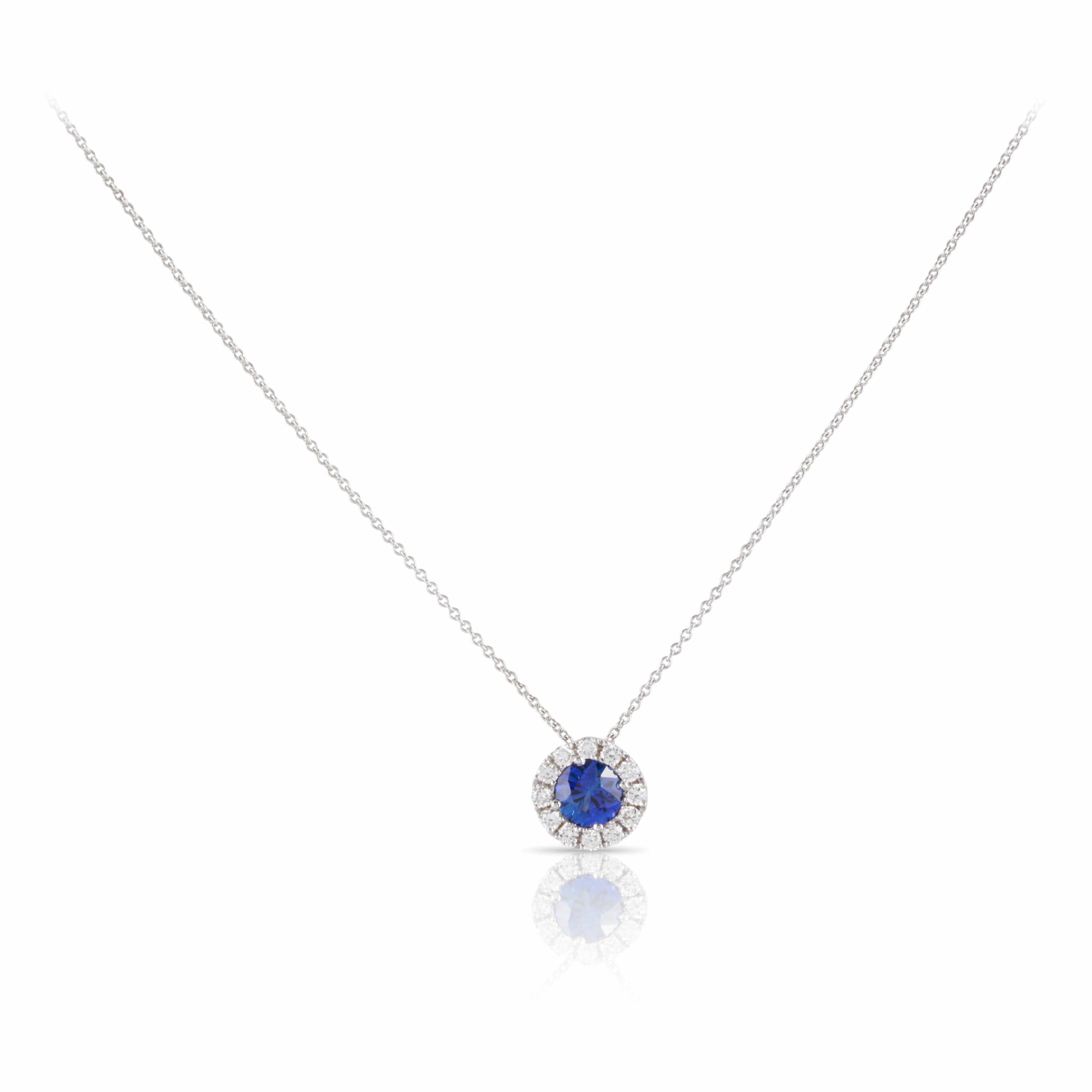 Sapphire and Diamond Halo Pendant
