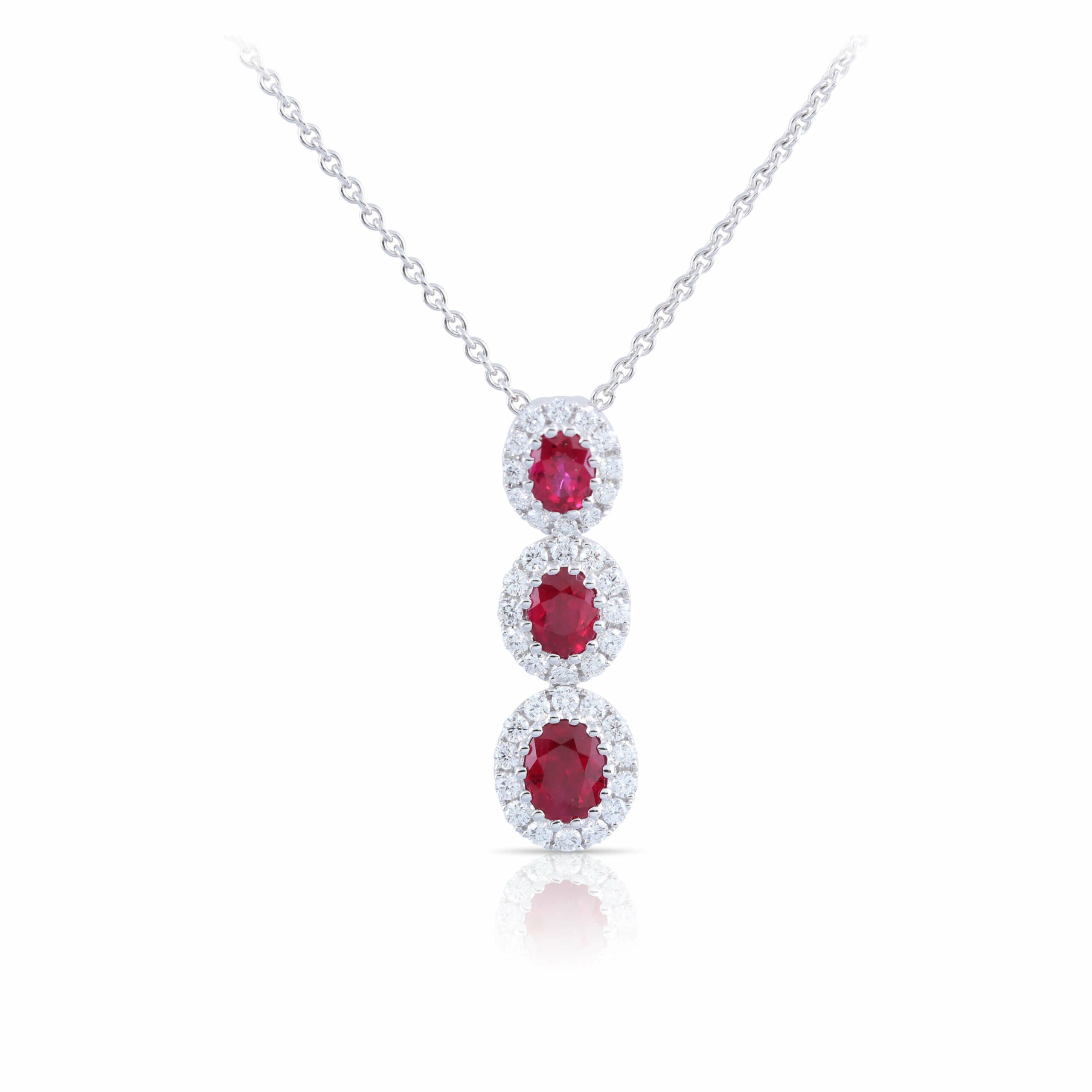Ruby and Diamond Halo Pendant