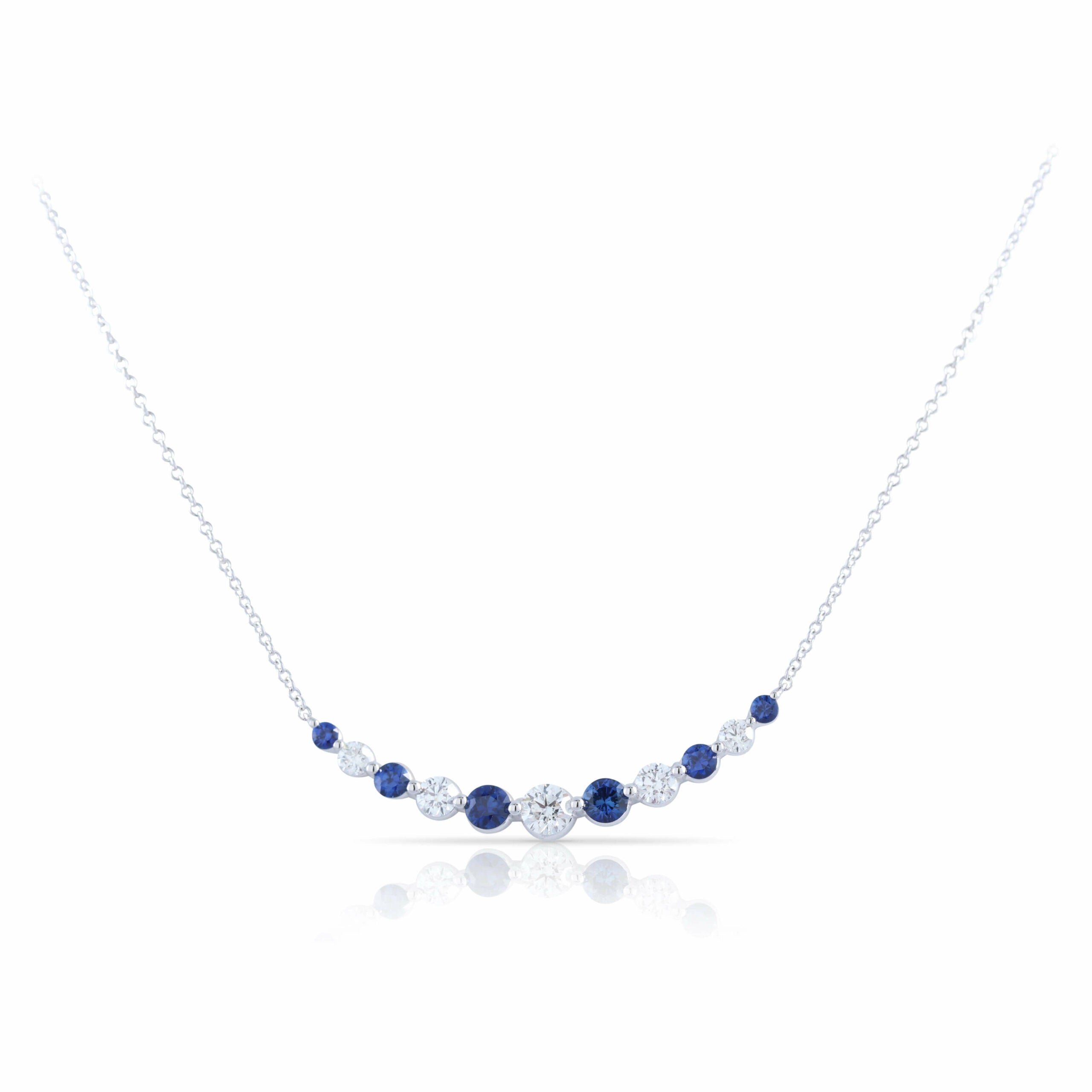 Curved Sapphire and Diamond Necklace