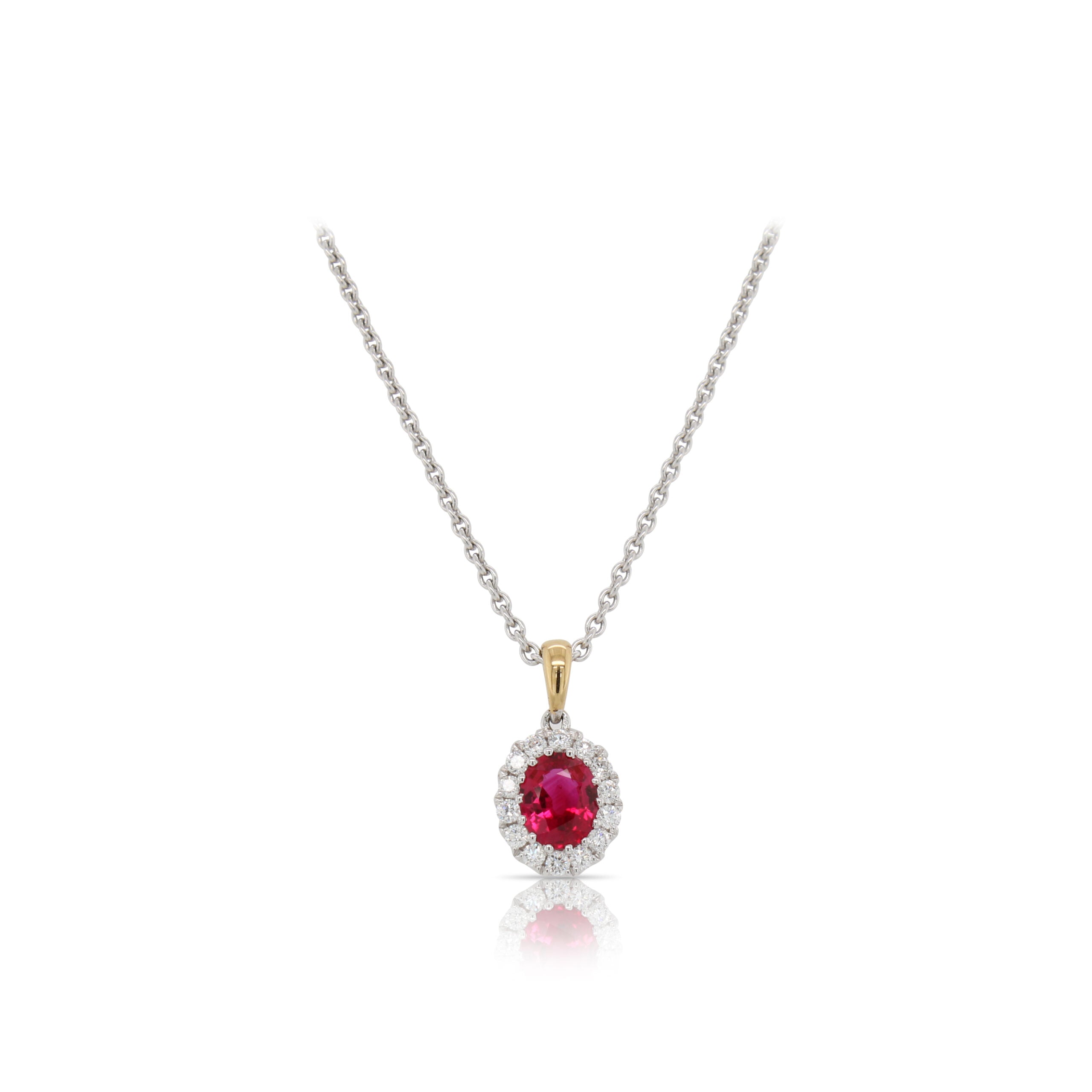 Oval Ruby and Diamond Necklace
