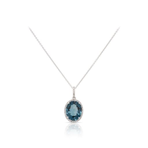 Oval London Blue Topaz and Diamond Pendant