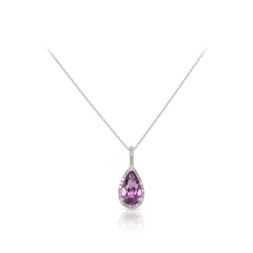 Pear Shaped Amethyst and Diamond Pendant