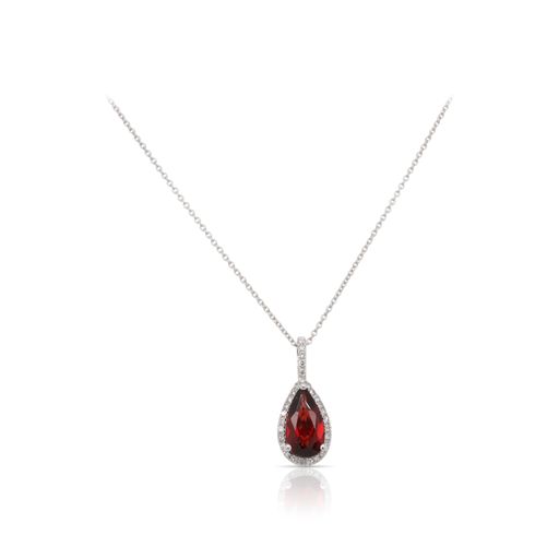 Pear Shaped Garnet and Diamond Pendant