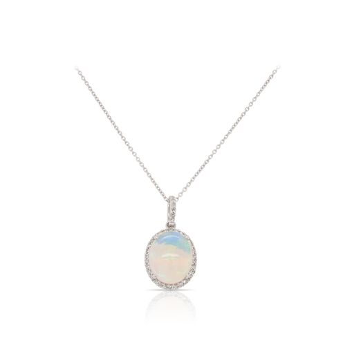Oval Opal and Diamond Necklace