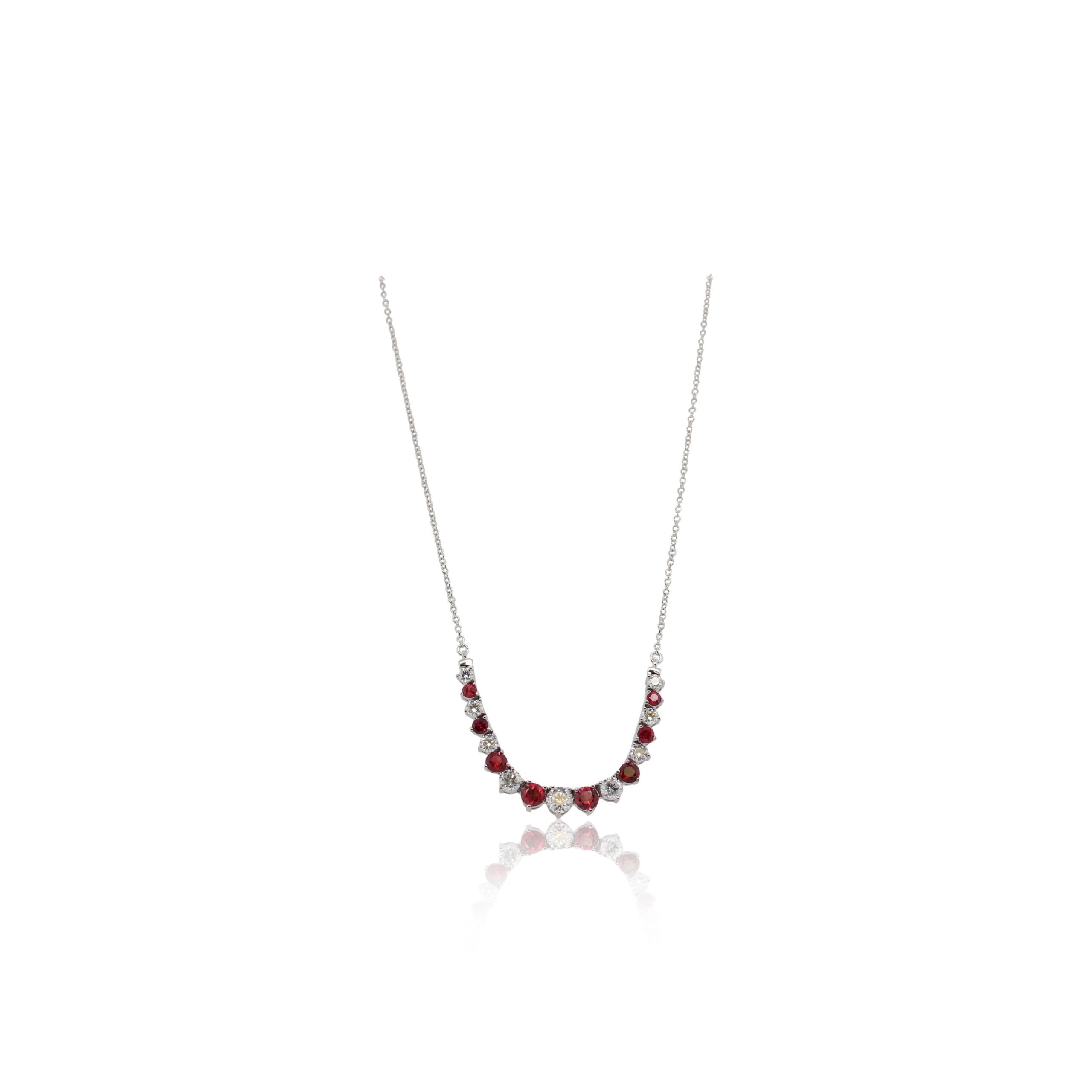 Ruby and Diamond Curved Necklace