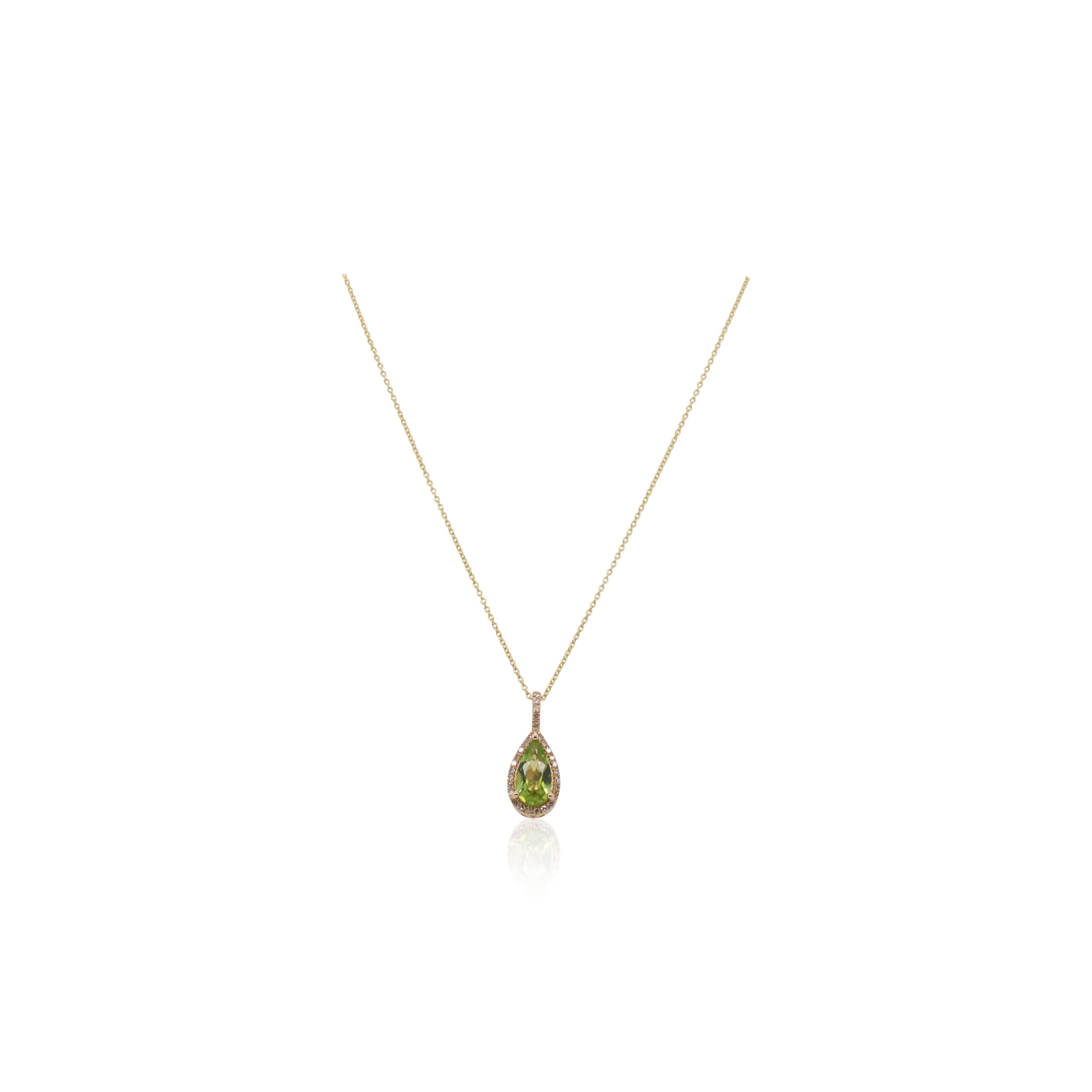 Pear Shaped Peridot and Diamond Pendant