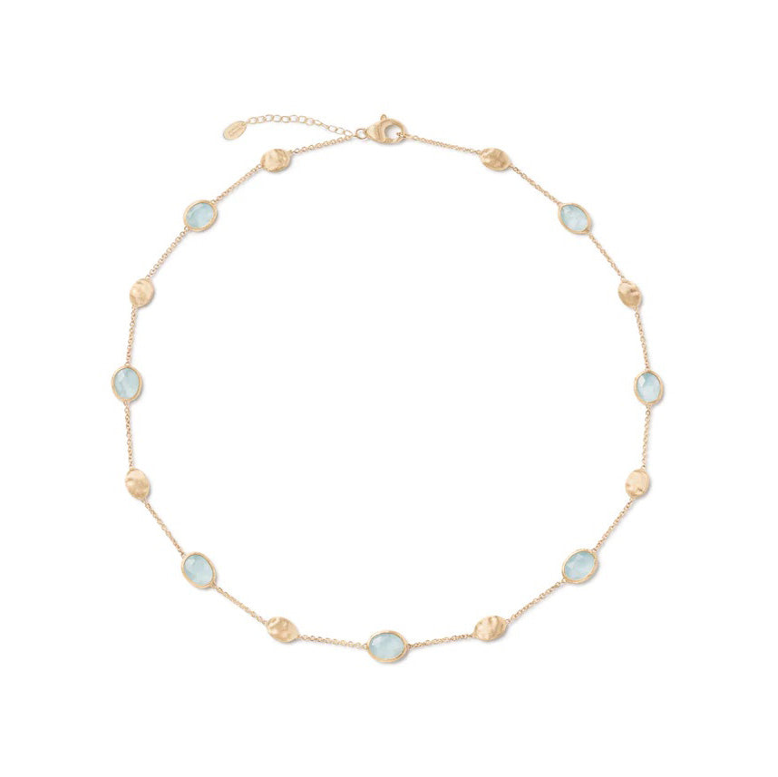 Marco Bicego Siviglia Collection 18K Yellow Gold Aquamarine Necklace with Bead Stations