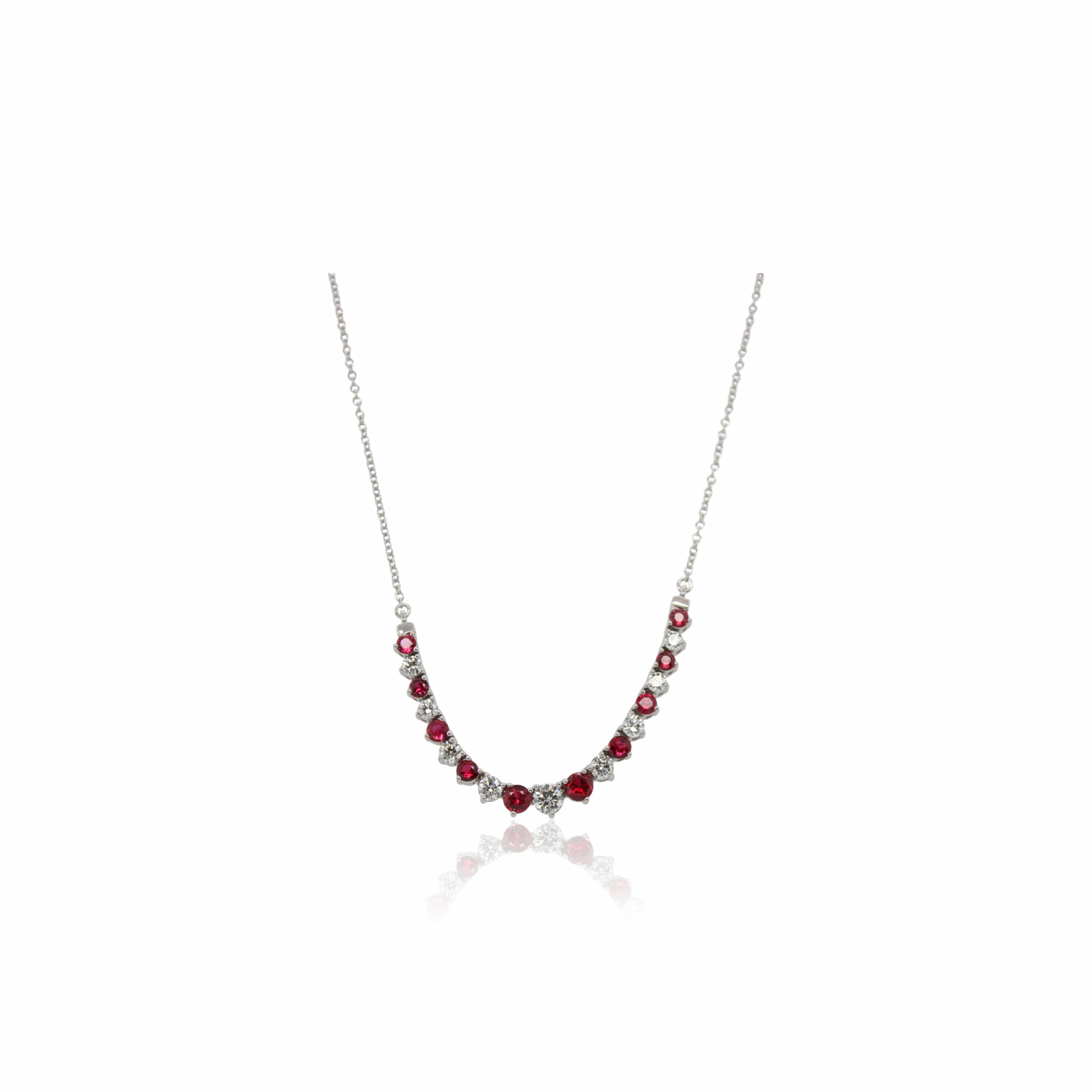 Ruby and Diamond Curve Necklace