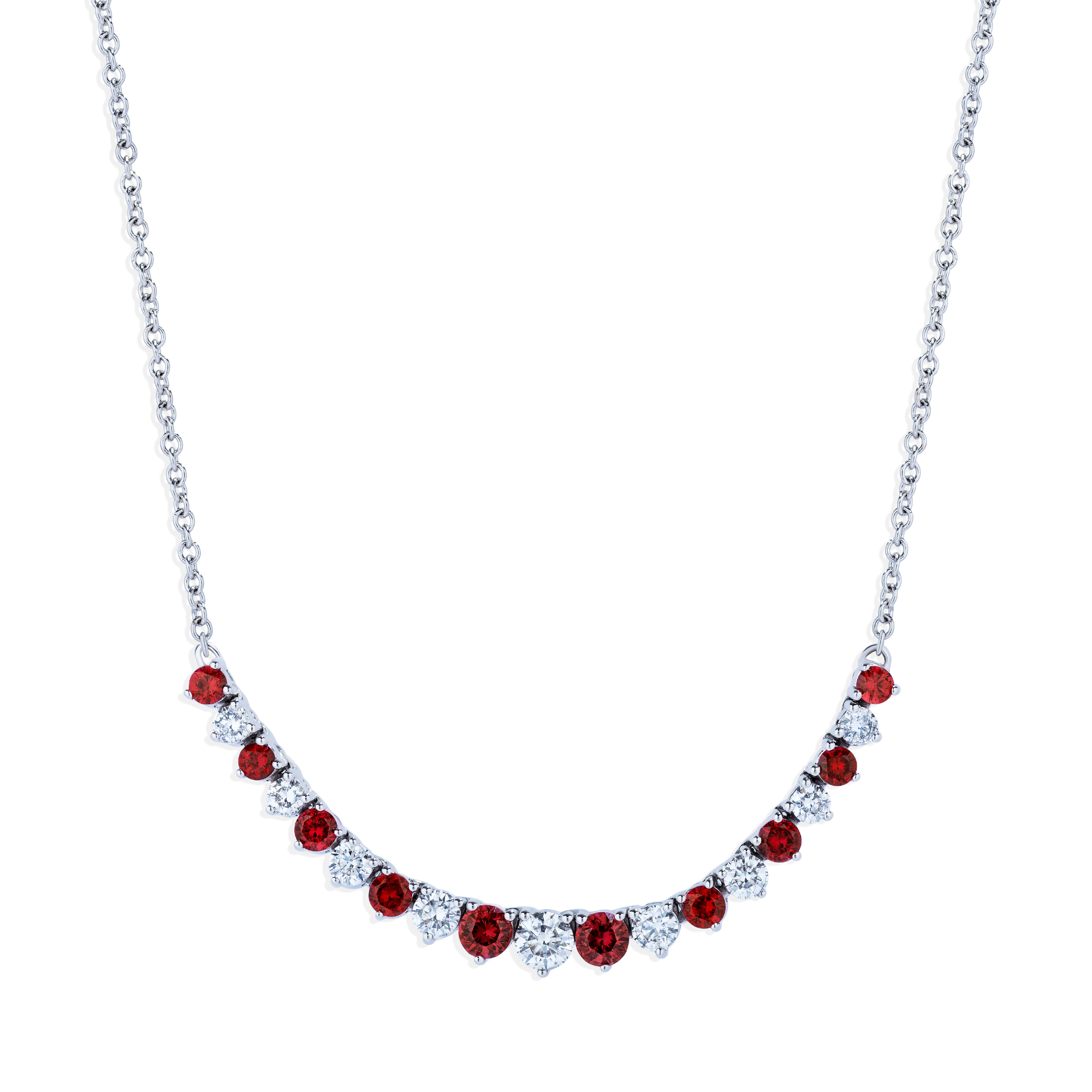 Ruby and Diamond Curve Necklace