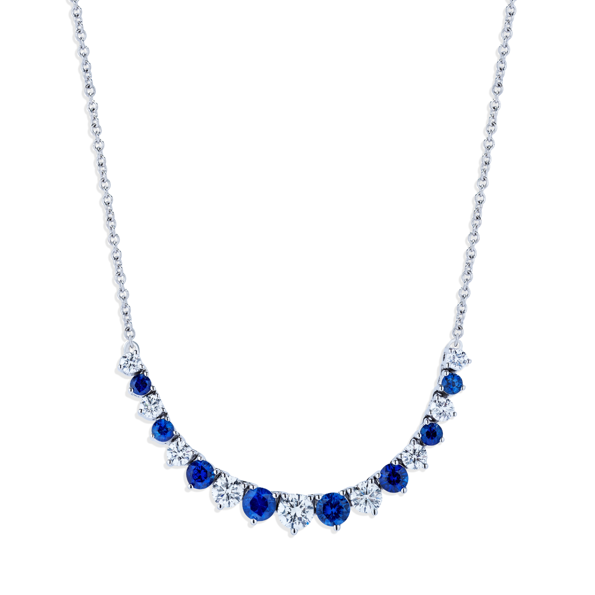 Sapphire and Diamond Curve Necklace
