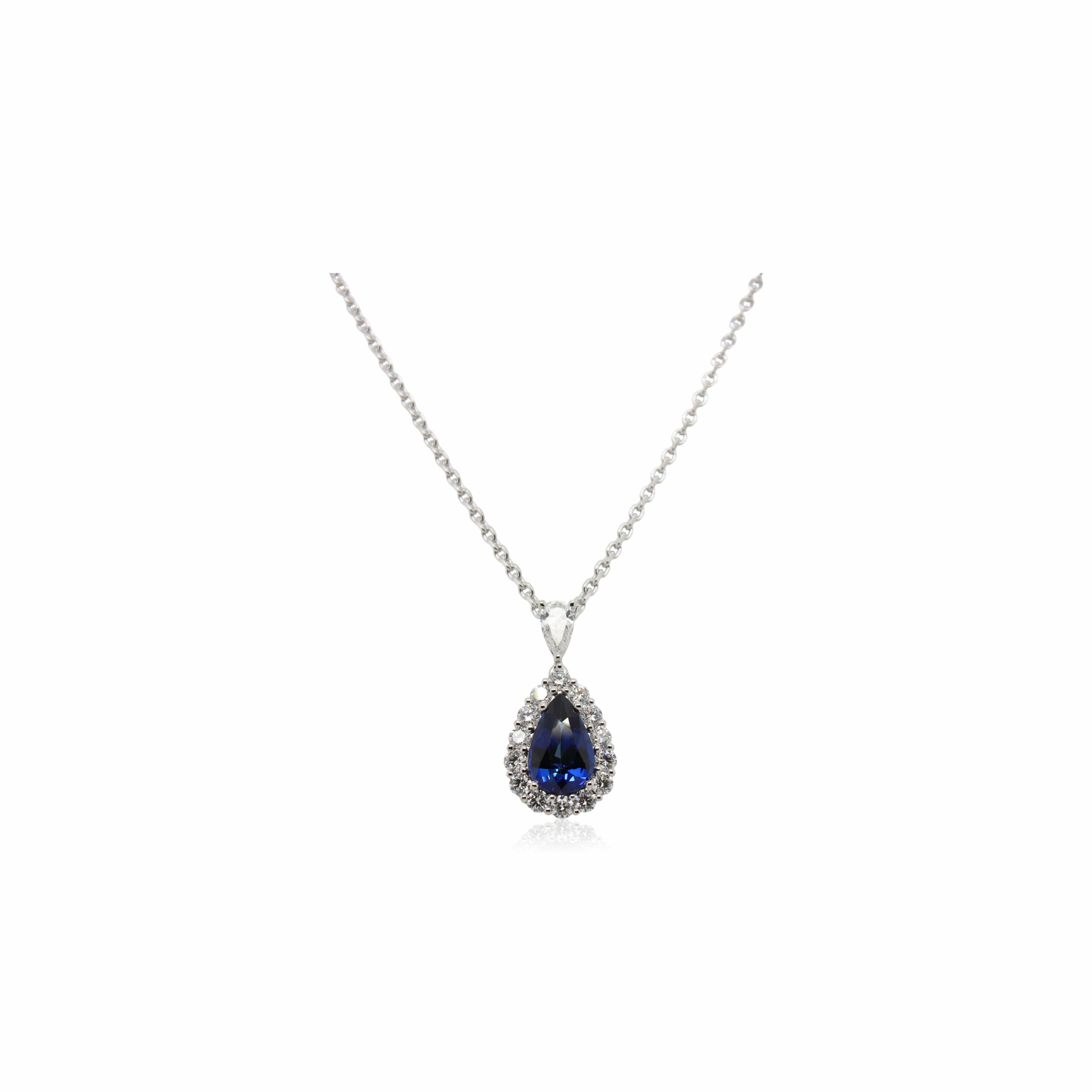 Sapphire and Diamond Halo Pendant