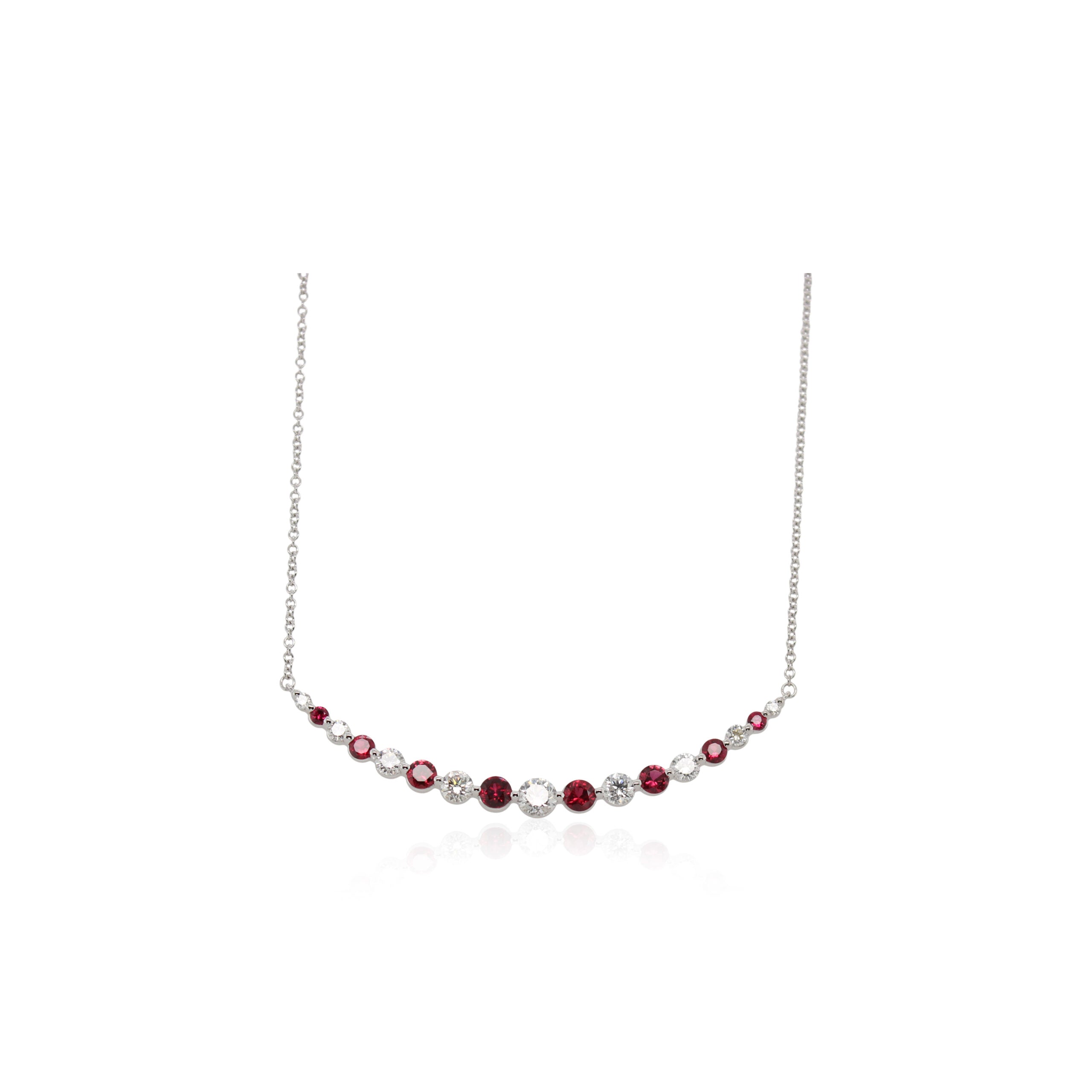 Ruby and Diamond Curved Necklace
