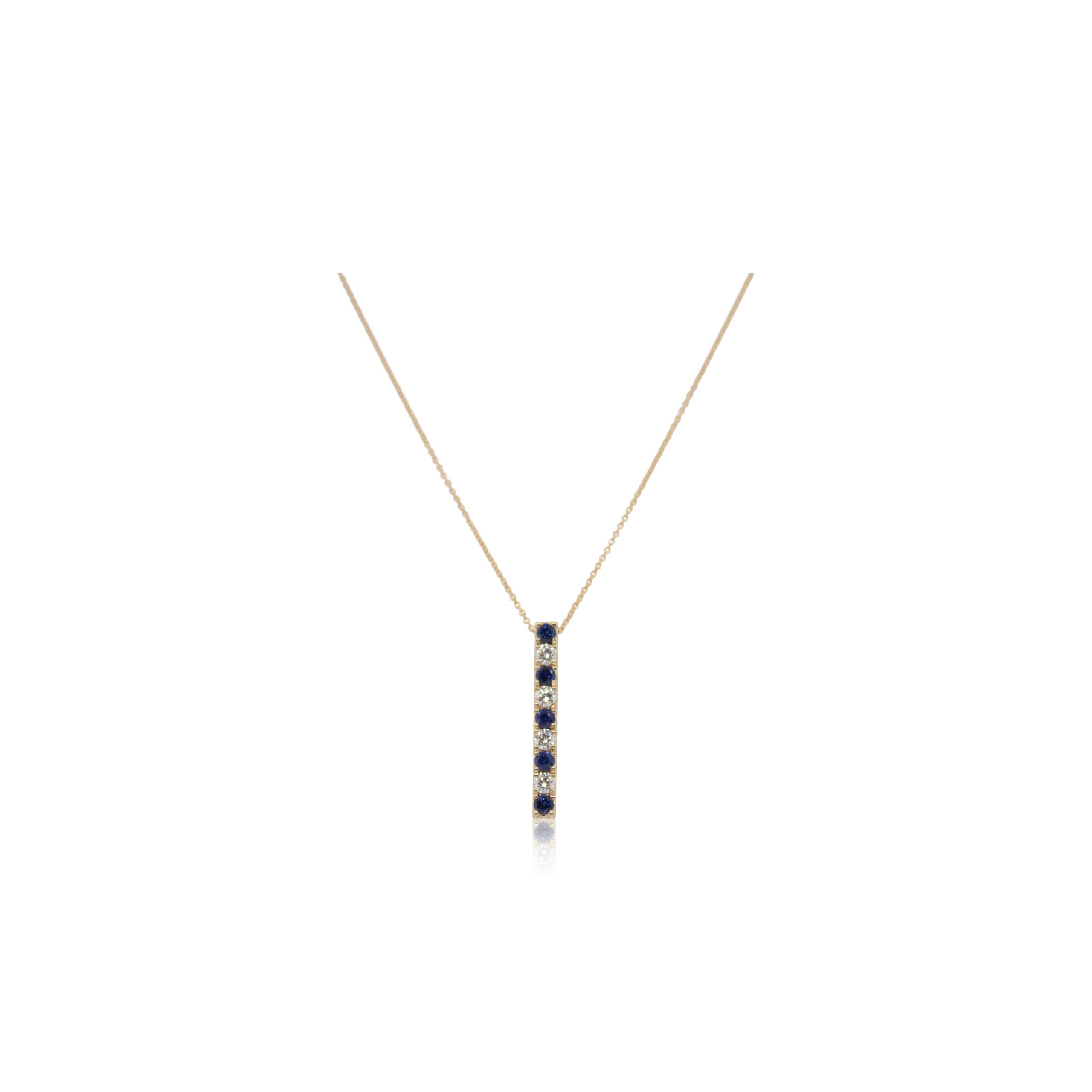 Alternating Sapphire and Diamond Bar Pendant