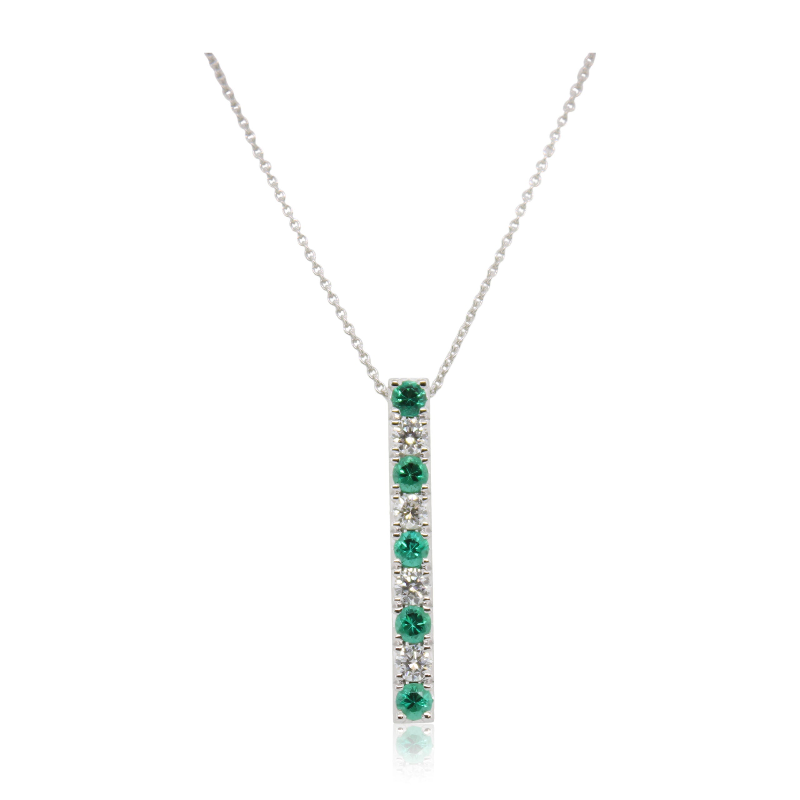 Alternating Emerald and Diamond Bar Pendant