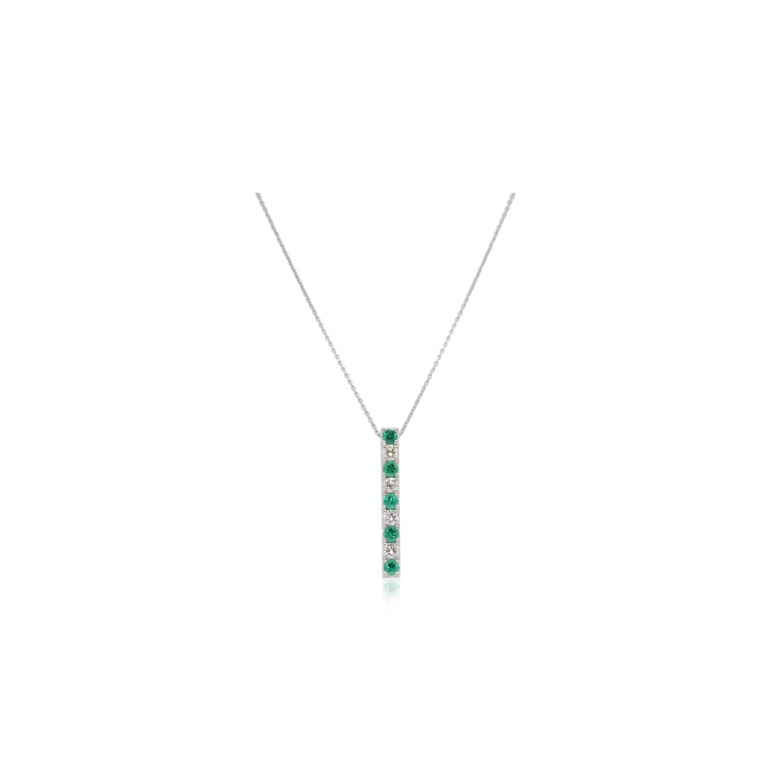 Alternating Emerald and Diamond Bar Pendant