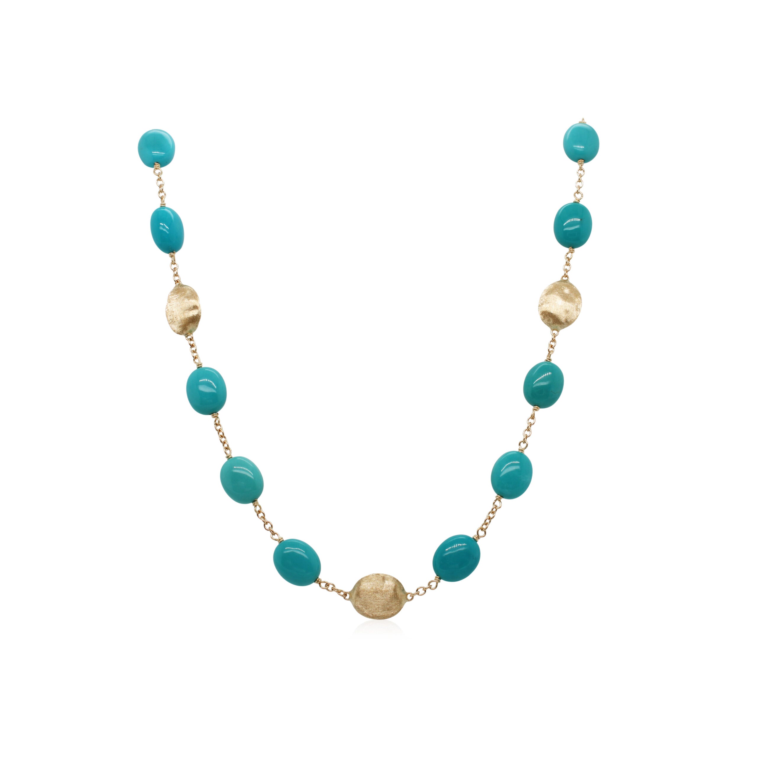 Marco Bicego Siviglia Collection 18k Yellow Gold Turquoise Station Necklace